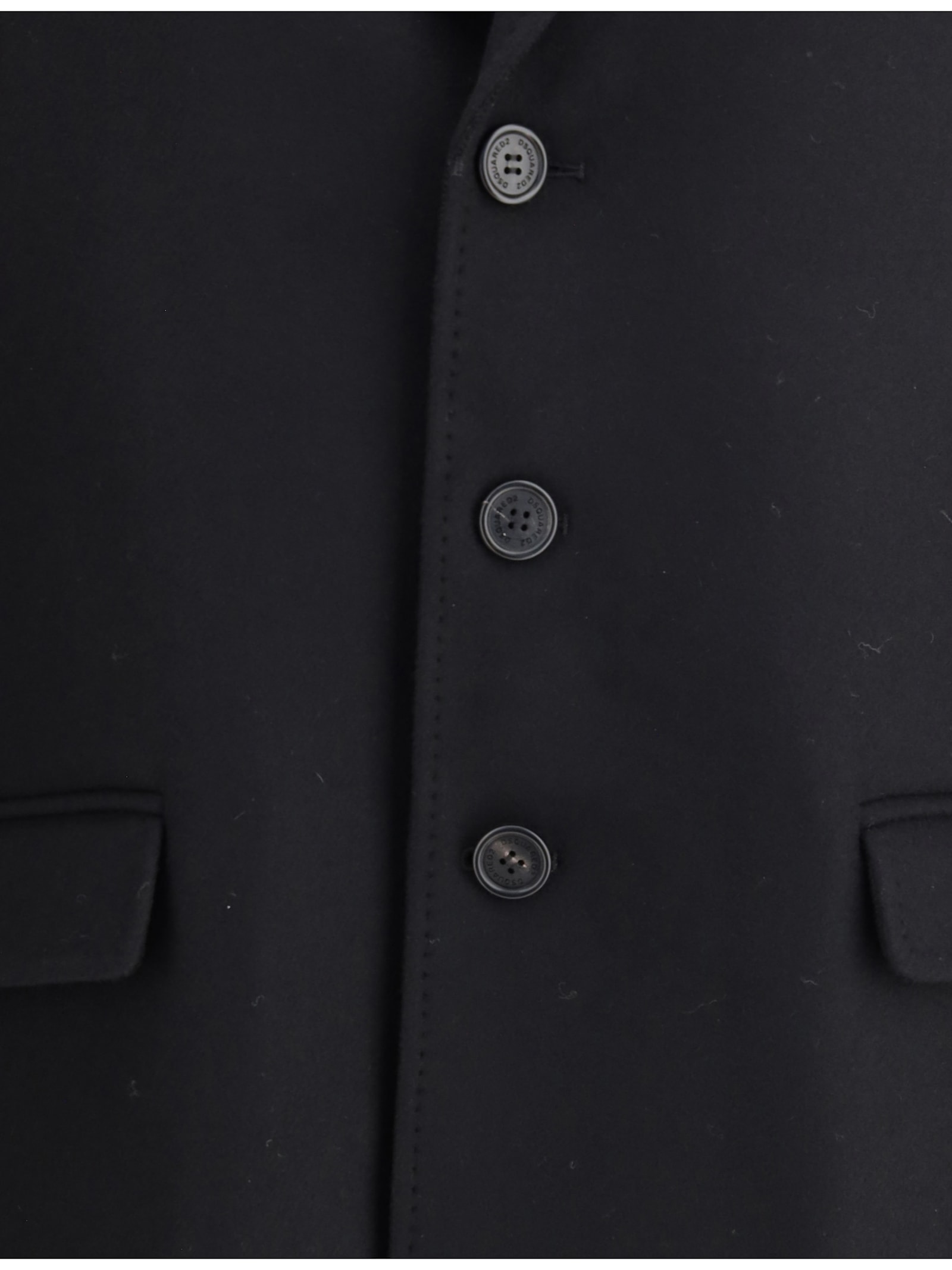 Dsquared2 Single-breasted Midi Coat With Monogram Lining In Black
