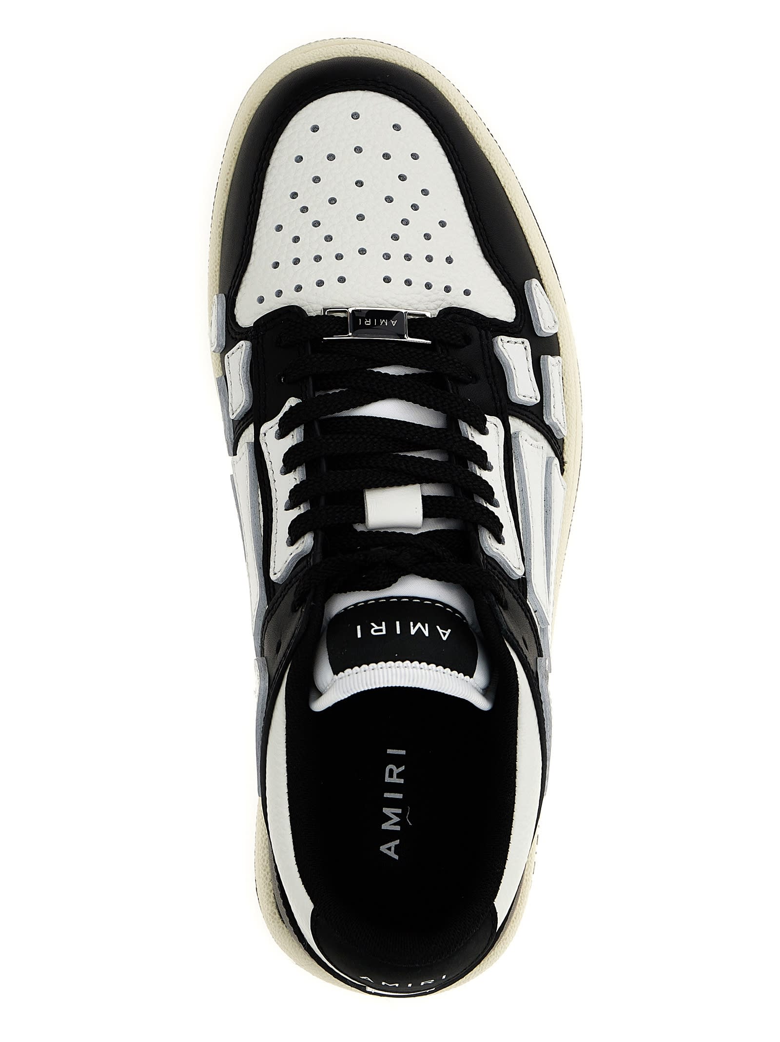 Shop Amiri Skel Top Low Sneakers In White/black