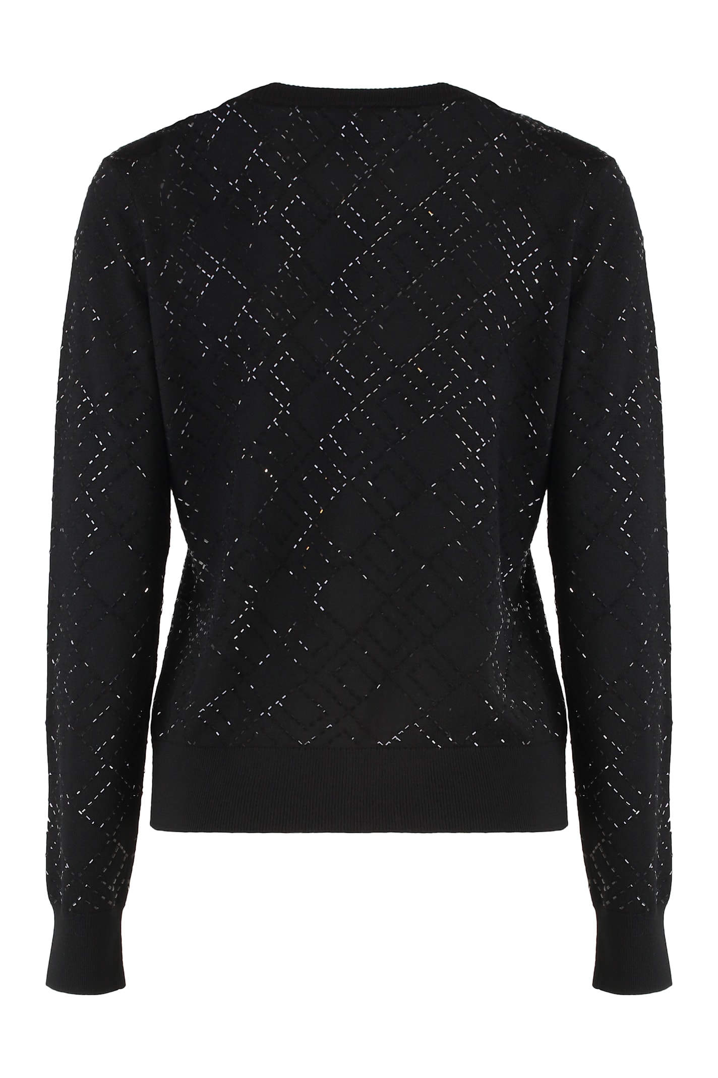 Elisabetta Franchi V-neck Textured Pattern Knitwear Cardigan In Black