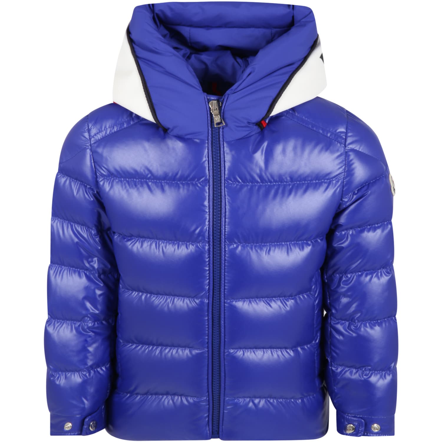 Moncler Blue cardere Jacket For Boy With Logo Patch