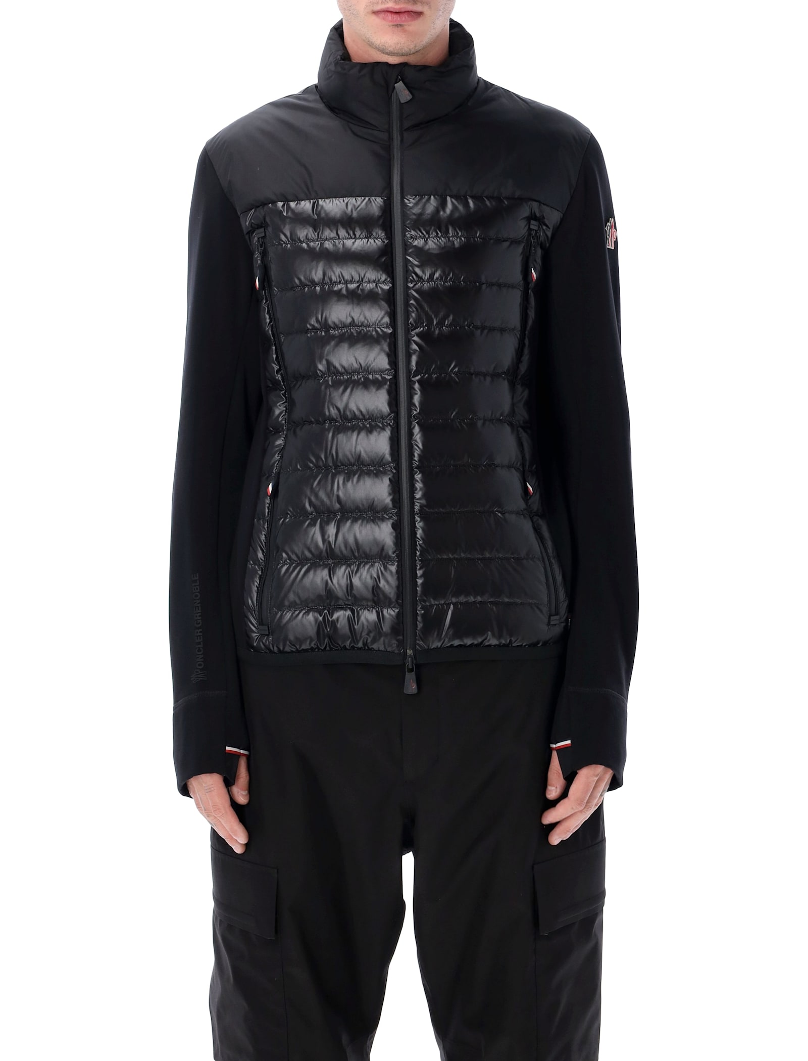 Moncler Padded Sweatshirt With High Collar And Long Sleeves In Black