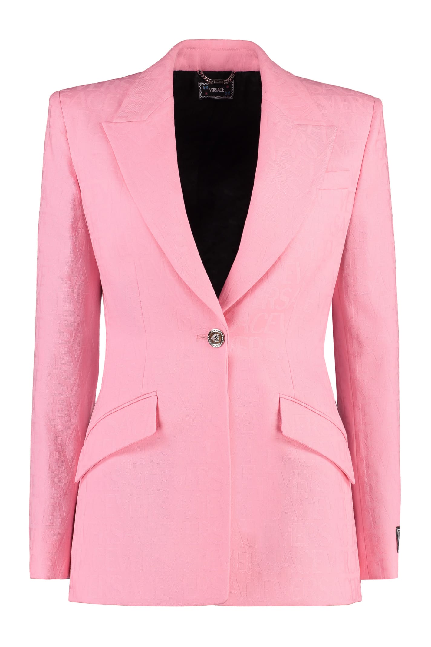 Versace Wool Single-breasted Blazer In Pink