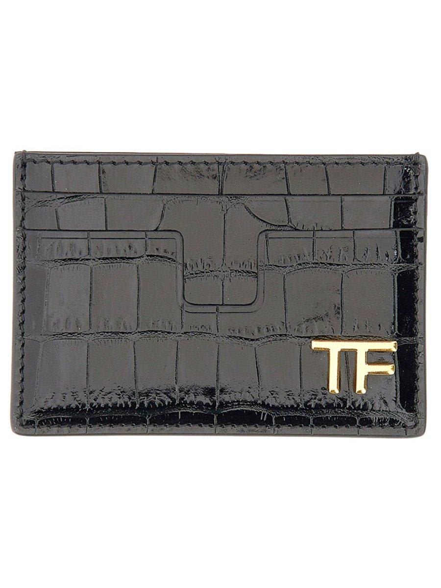 Shop Tom Ford Logo Plaque Embossed Cardholder In Black