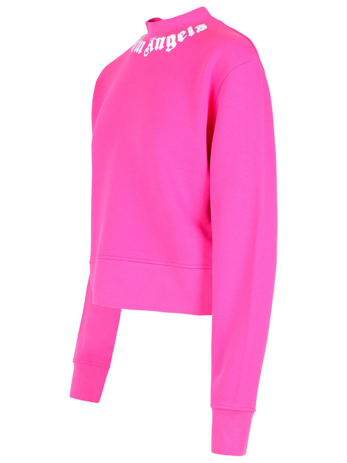 Shop Palm Angels Fuchsia Cotton Sweatshirt In Fucsia/off White