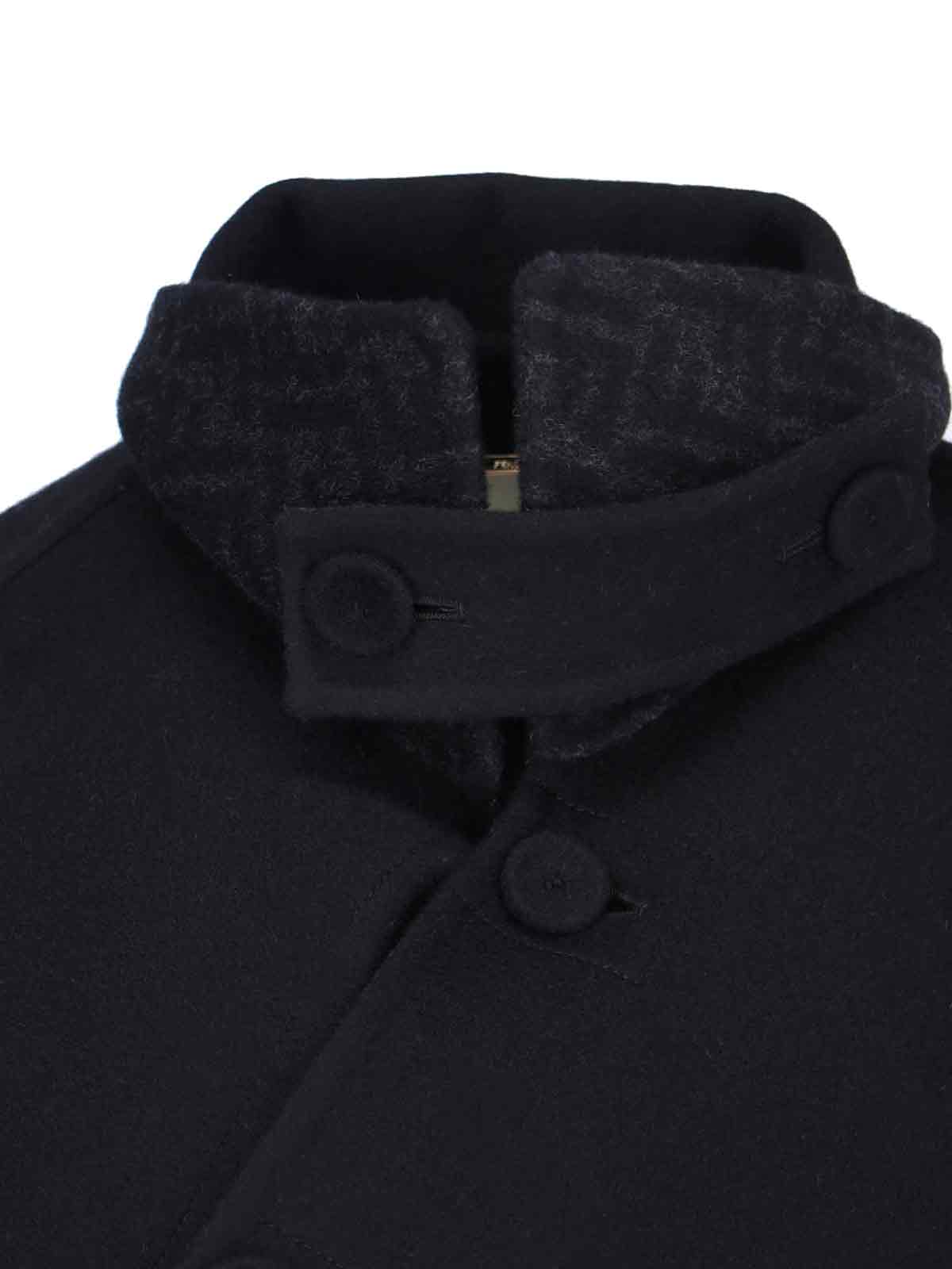 Fendi Wool Cape With Collar And Draped Shape In Black