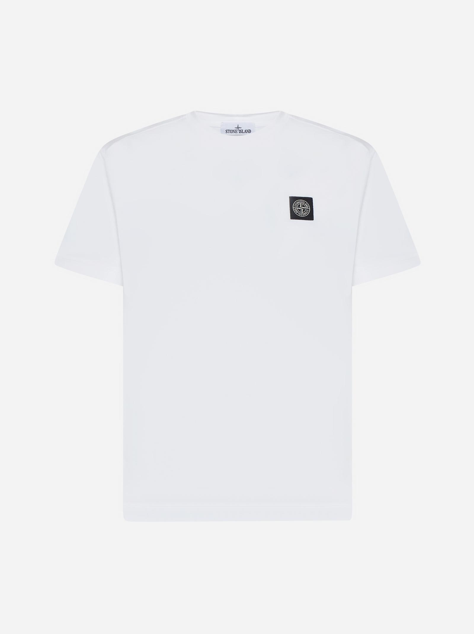 Shop Stone Island Logo-patch Cotton T-shirt In White