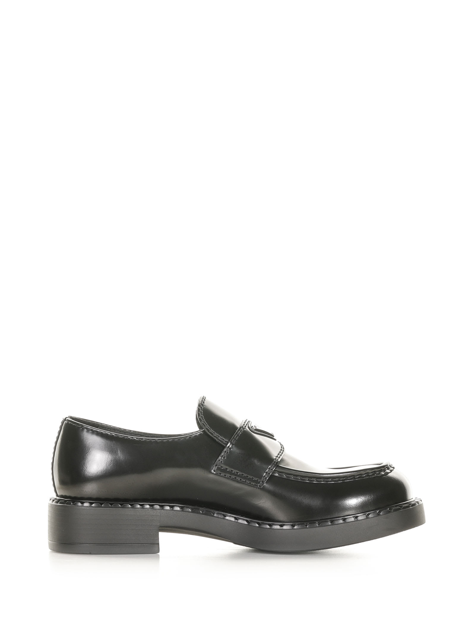 PRADA CHOCOLATE LOAFERS IN BRUSHED LEATHER