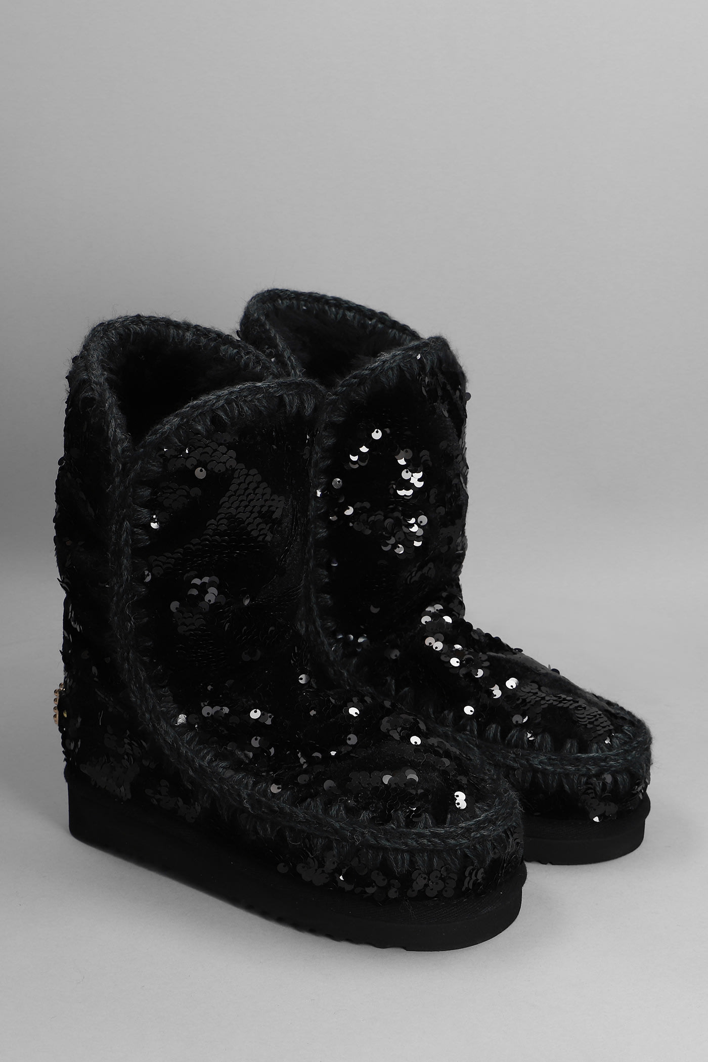 Shop Mou Eskimo 24 Low Heels Ankle Boots In Black Suede