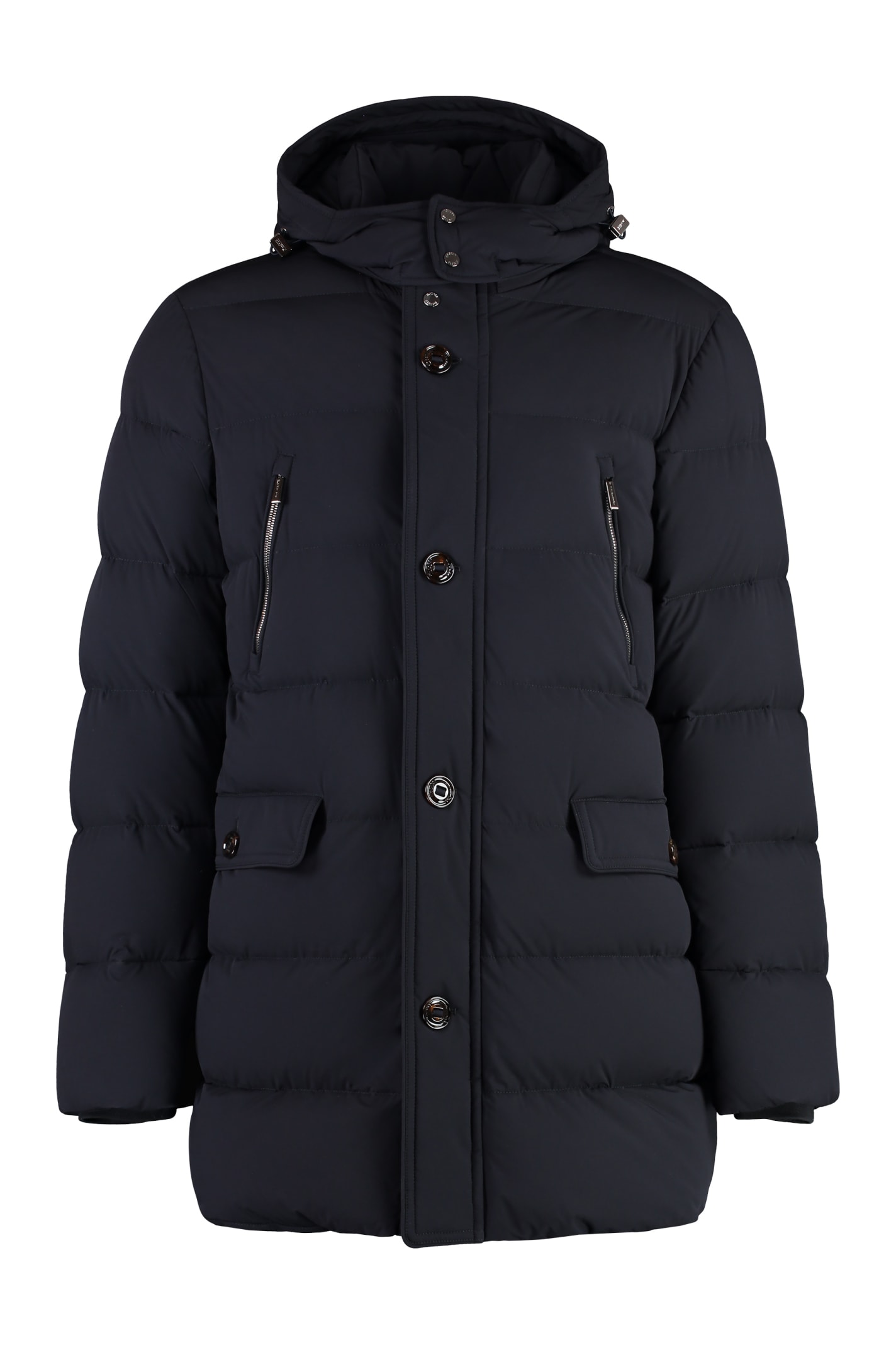 Shop Moorer Gorner Hooded Techno Fabric Down Jacket In Blue