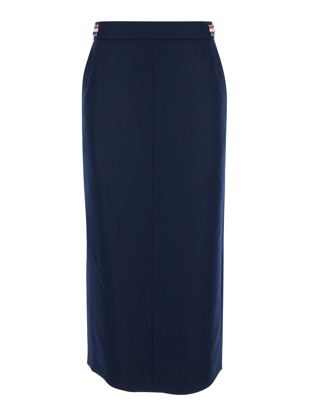 Shop Thom Browne Midi Pencil Skirt In Wool Woman In Blu