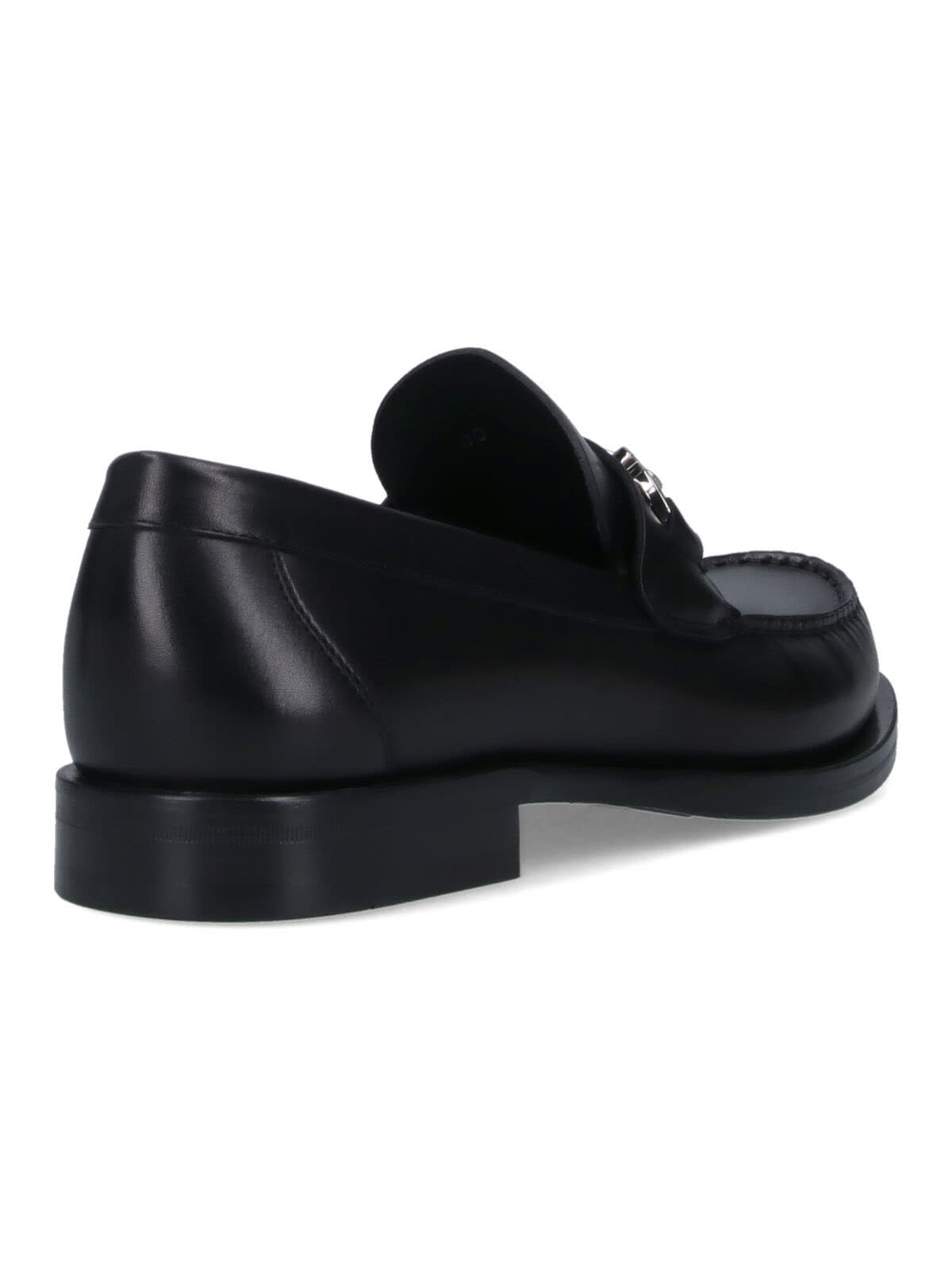 Ferragamo Gancini Ornament Loafers In Calf Leather In Black