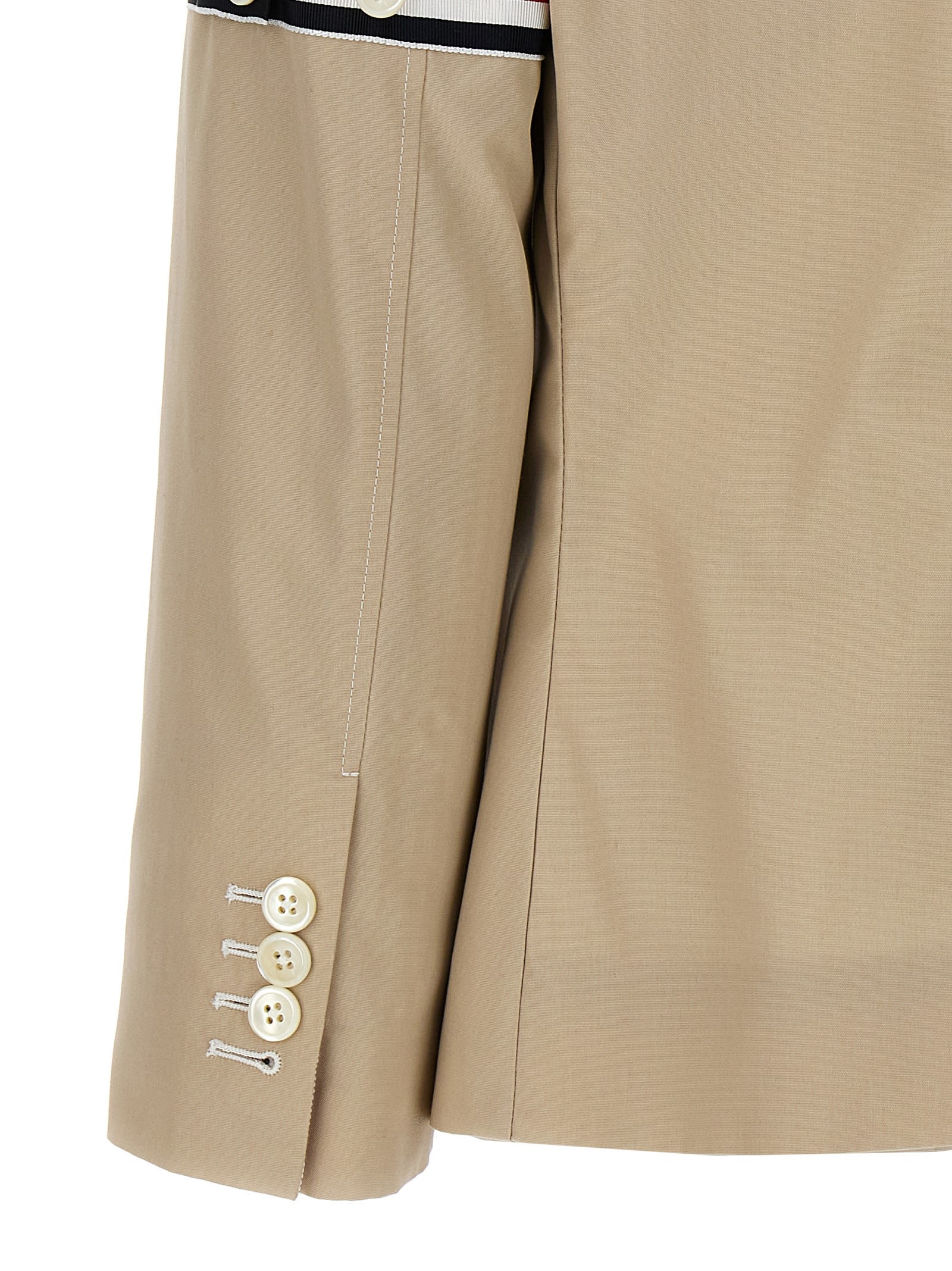 Shop Thom Browne Cropped Sack Patch Pocket Sportcoat Blazer In Beige