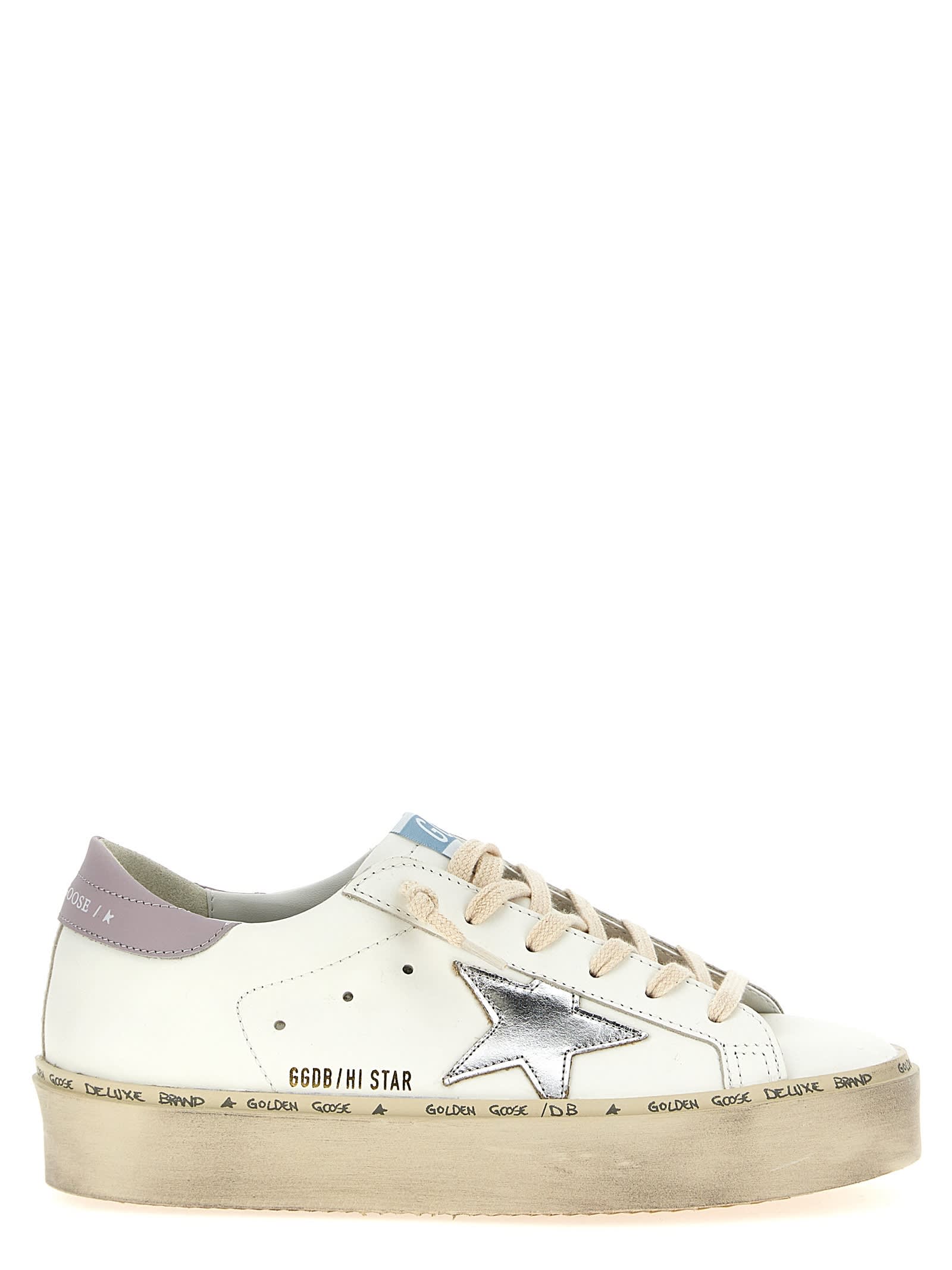 Golden Goose Hi Star Leather Sneakers In White