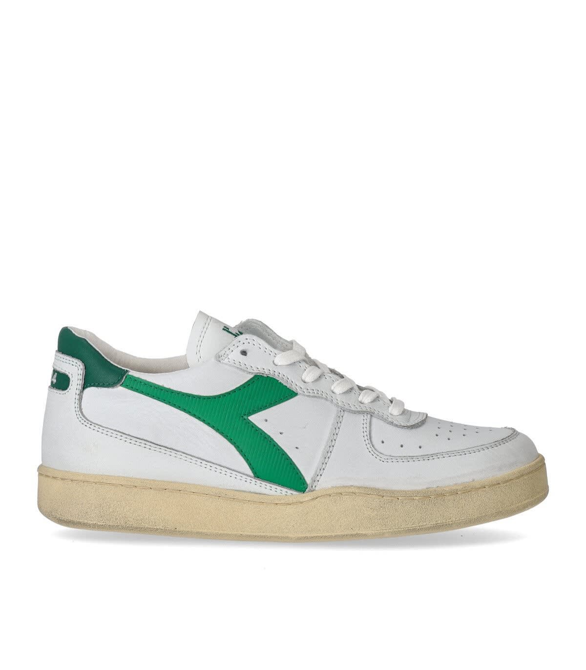 Diadora Heritage Mi Basket Low Used White Green Sneaker
