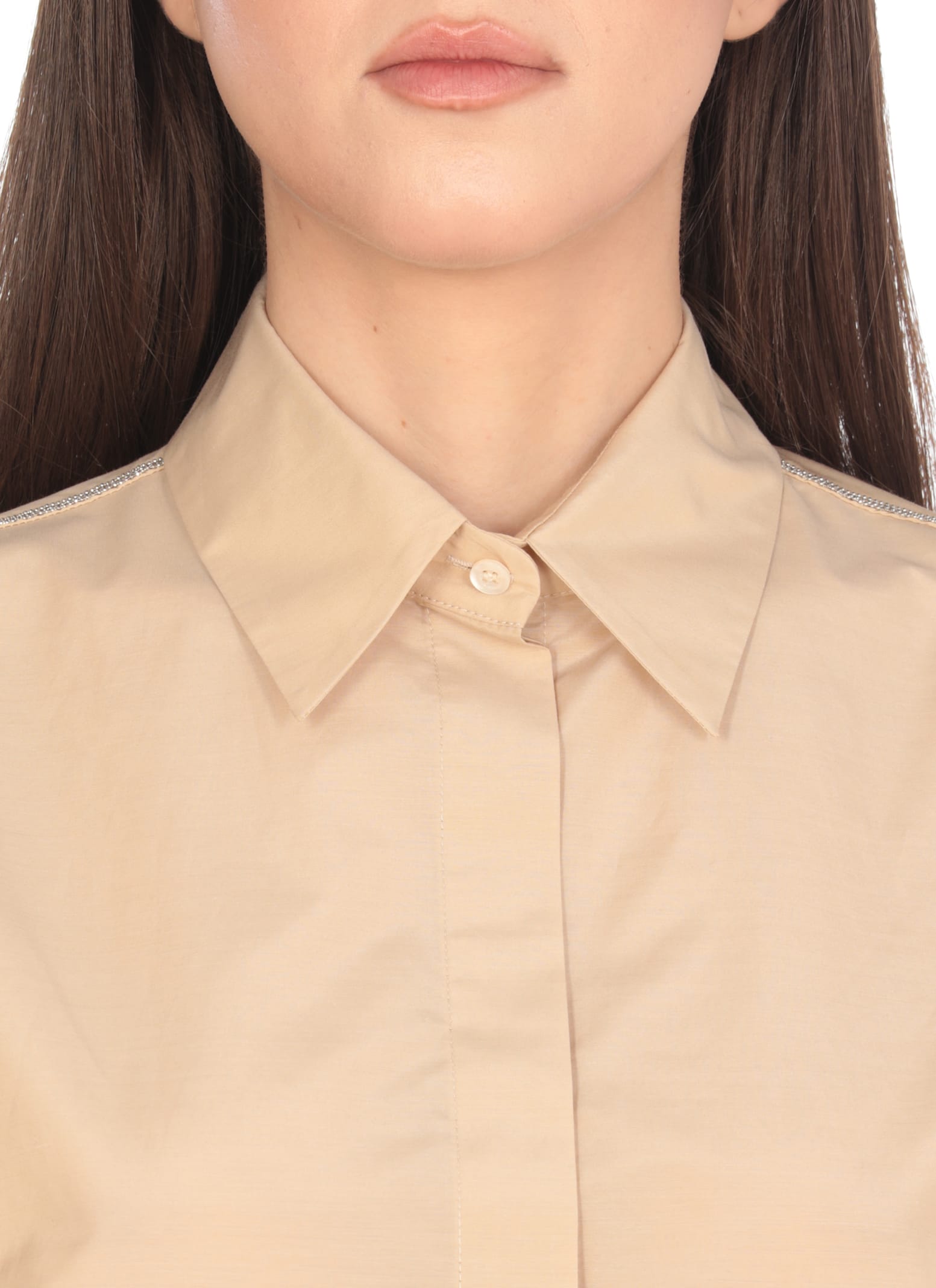 Peserico Beige Cotton Blend Shirt In Neutral