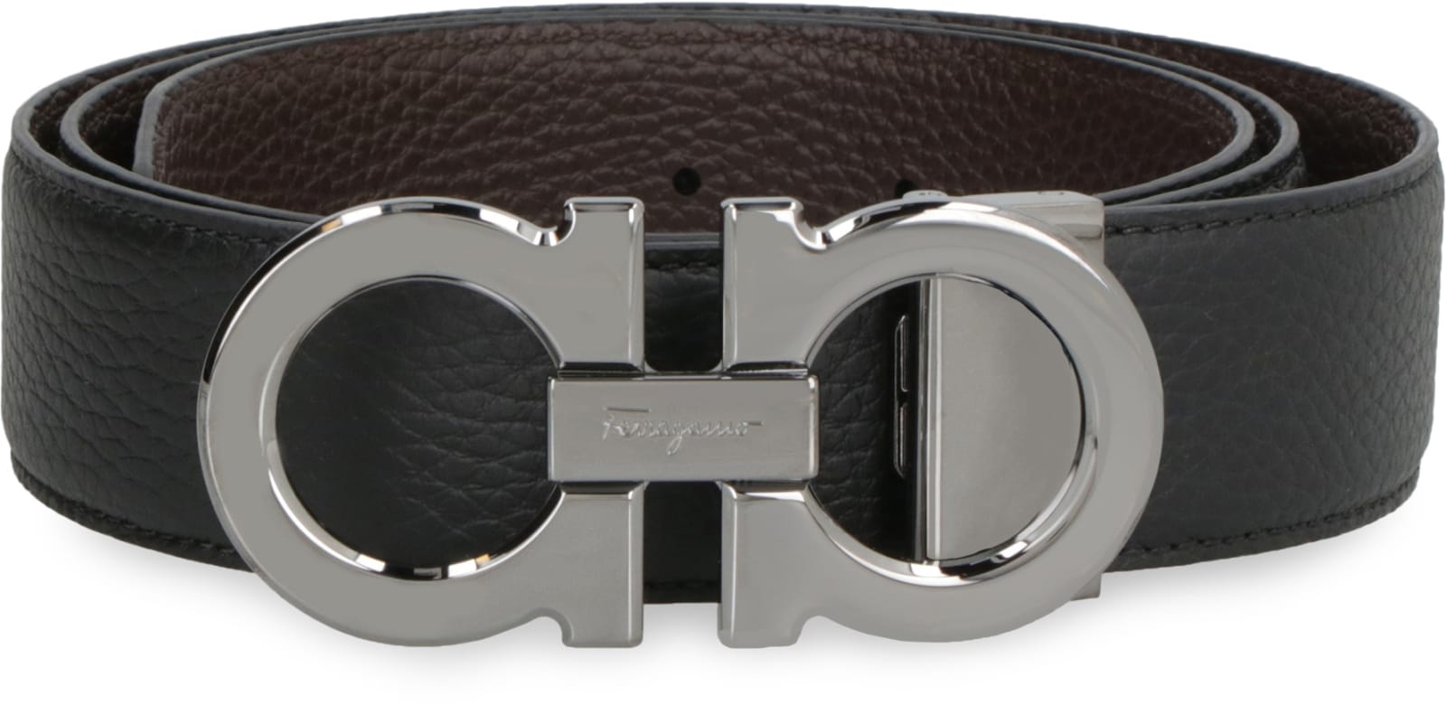 Ferragamo Reversible Leather Belt In Black
