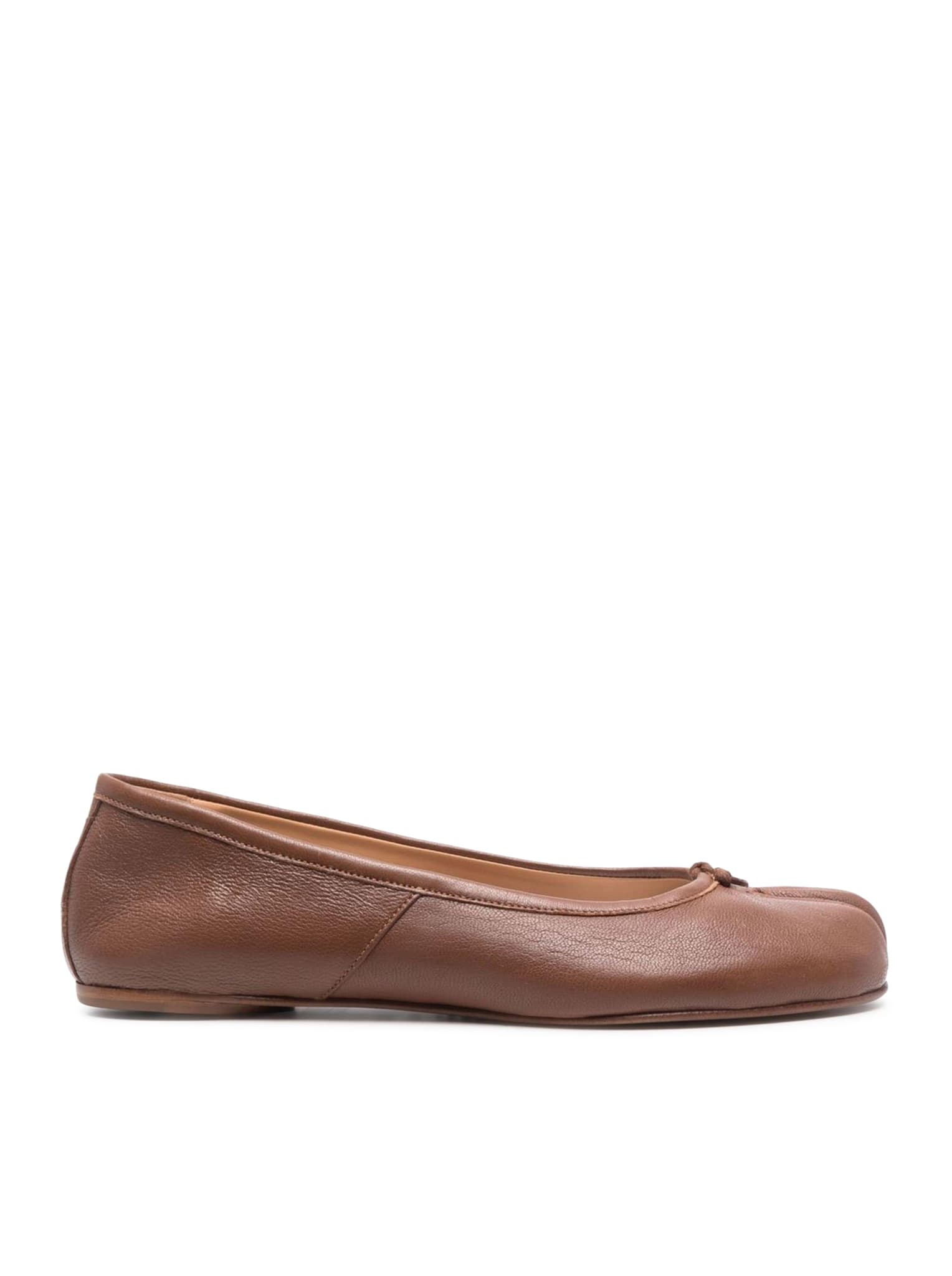 Shop Maison Margiela Tabi Ballerina Flat In Tobacco Brown