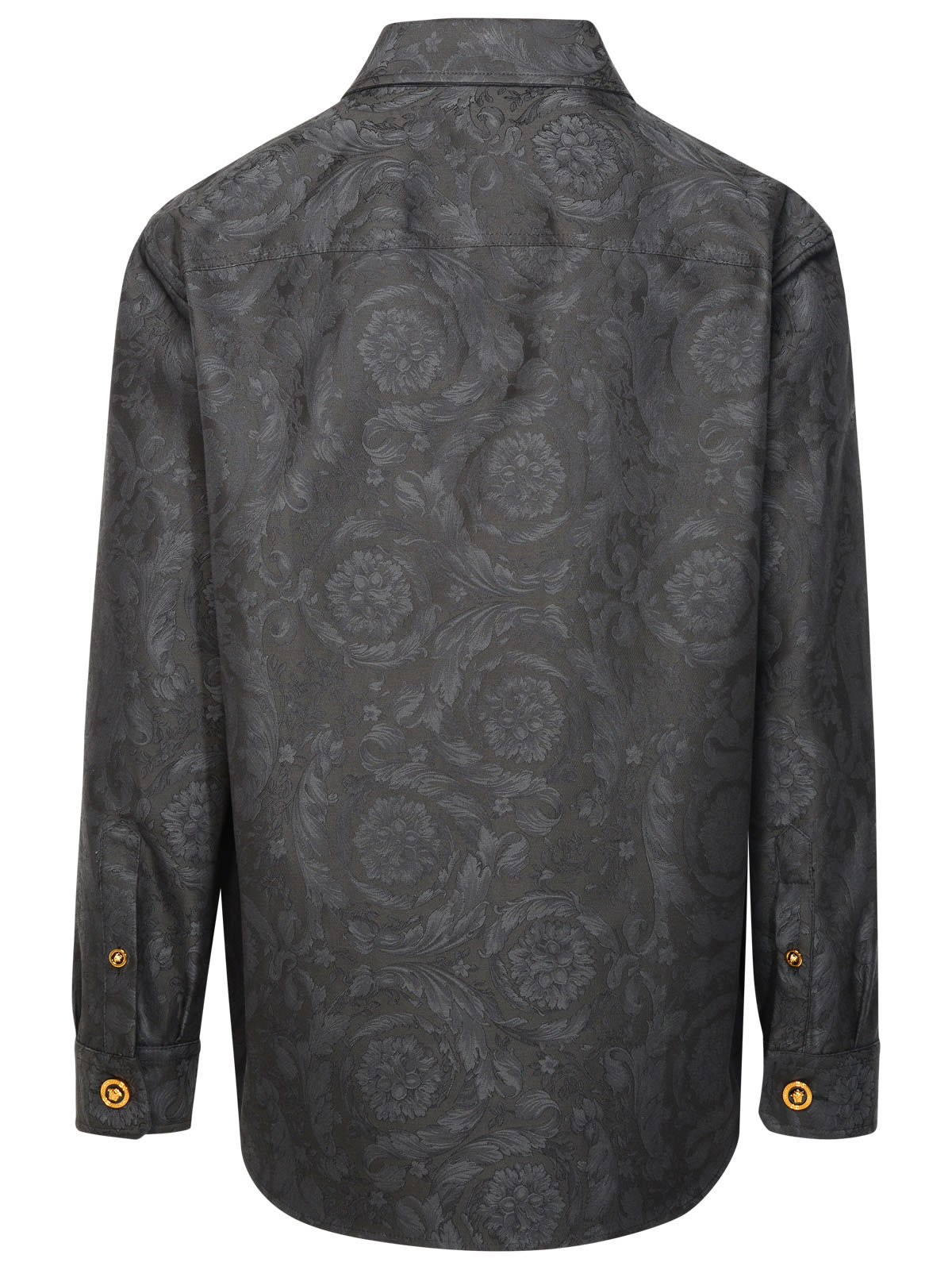 Shop Versace Barocco Anthracite Cotton Shirt In Grey