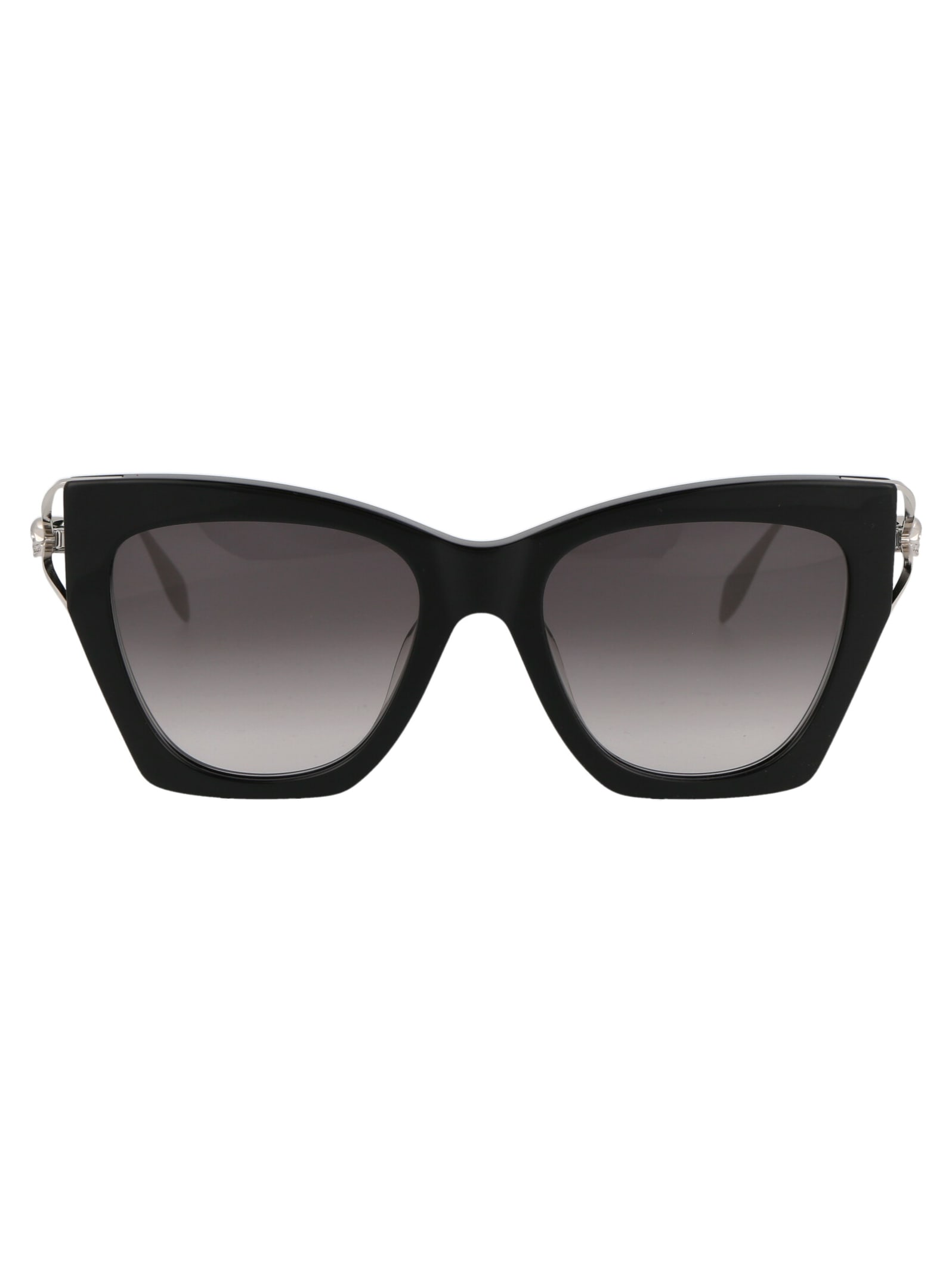 Shop Alexander Mcqueen Am0375s Sunglasses In 001 Black Silver Grey