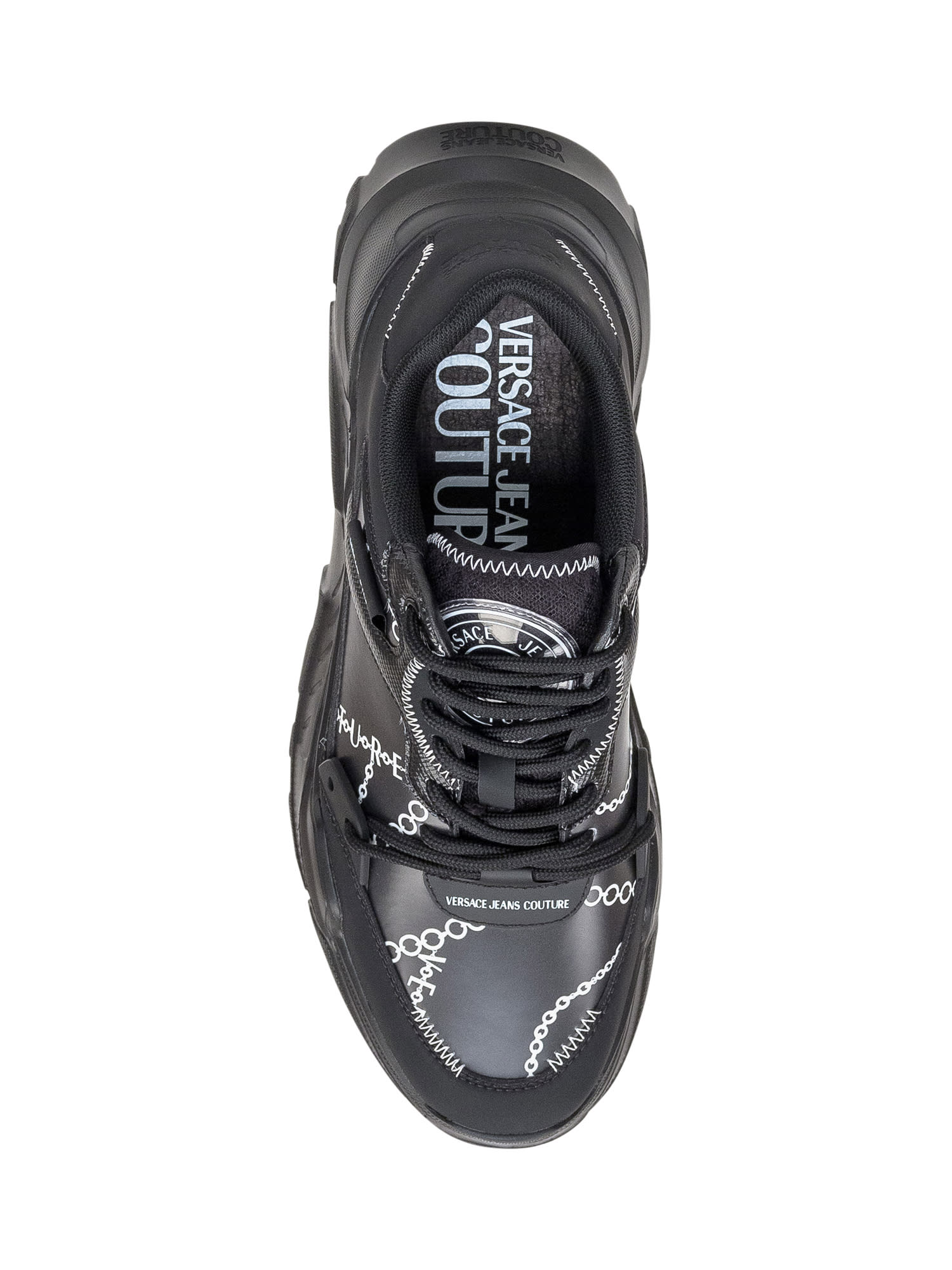 Shop Versace Jeans Couture Speedtrack Chain Couture Sneaker In Black/white