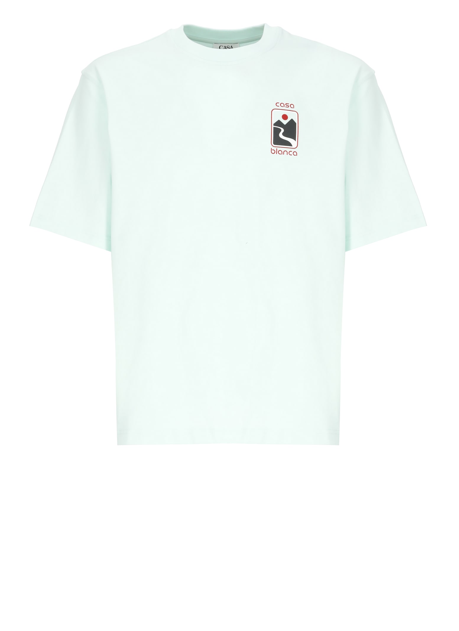 Casablanca Green T-shirt With Crewneck And Logo On The Front And Maxi Logo On The Back In Green