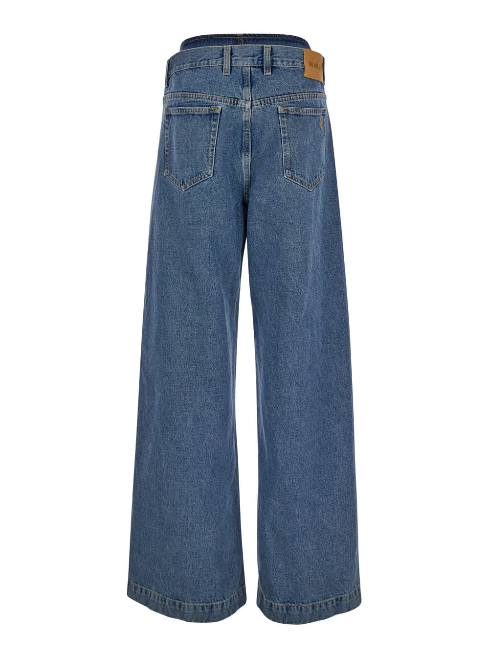 Shop Attico Blue Wide Jeans With Double Waistline In Denim Woman