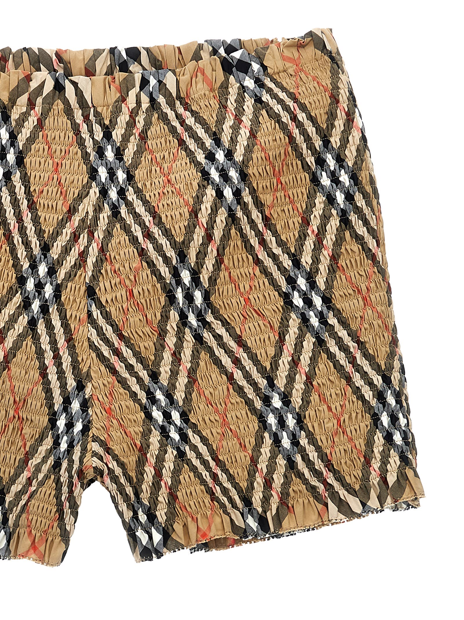 Burberry Smock Stitch Bermuda Shorts In Beige
