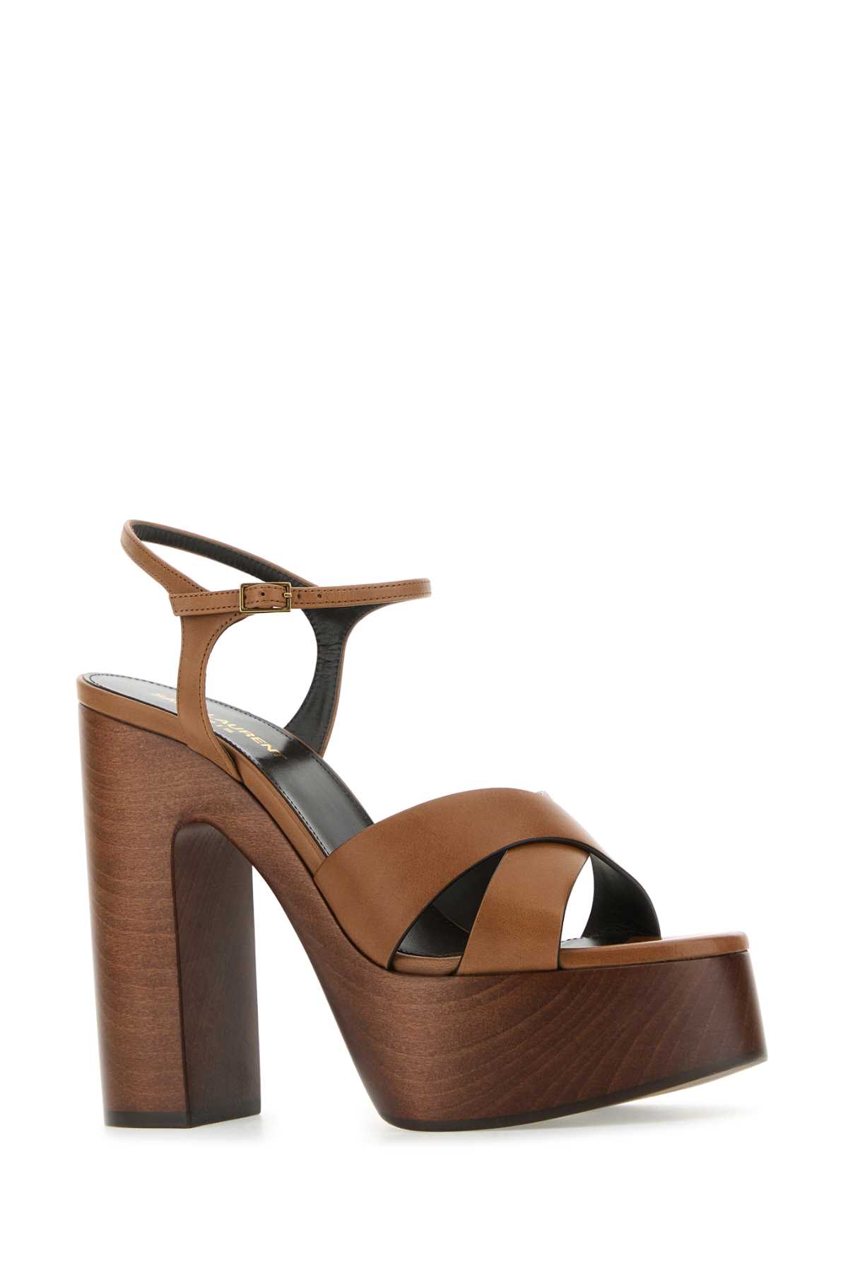 Shop Saint Laurent Caramel Leather Bianca Sandals In Safari