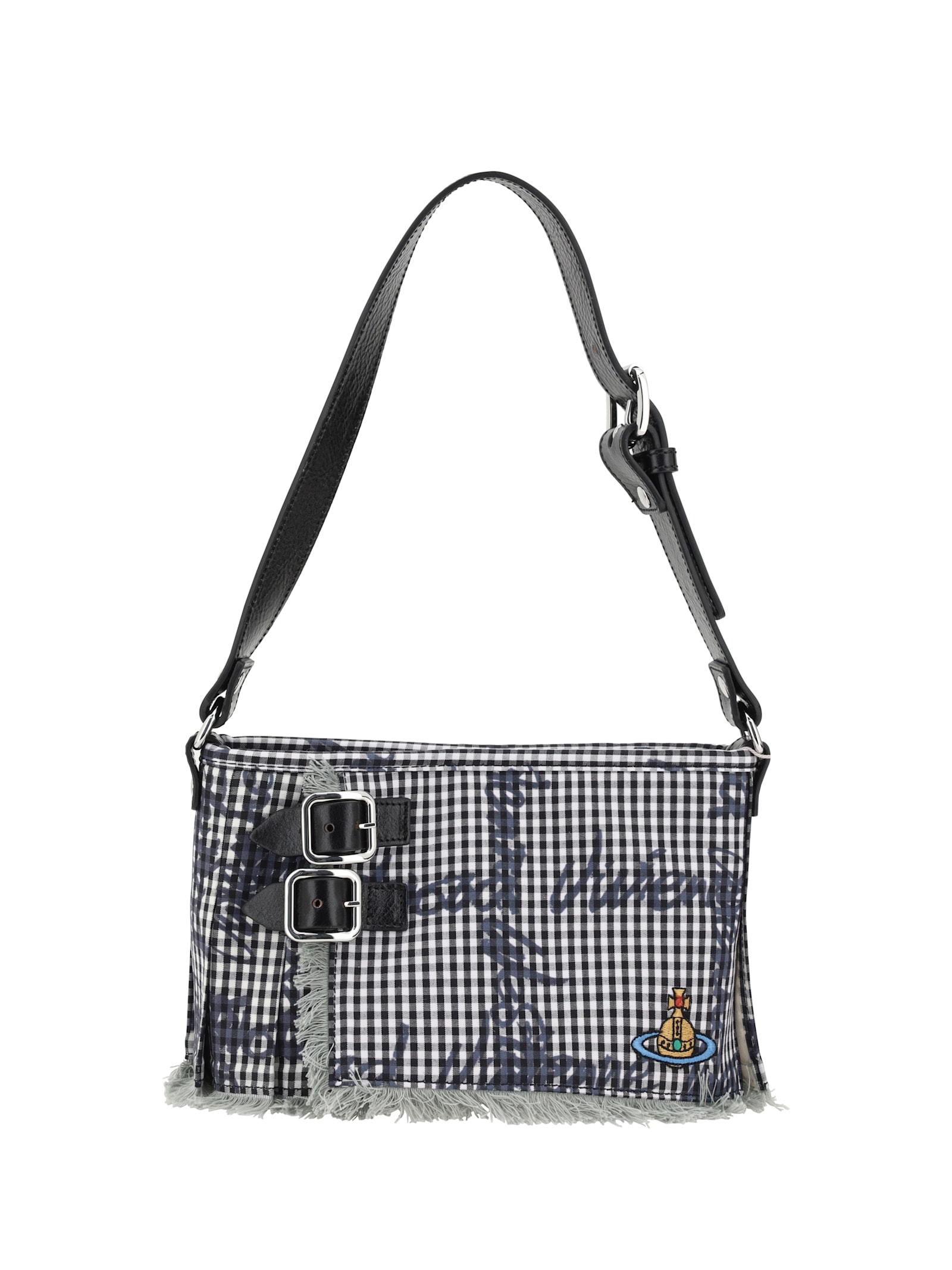 Vivienne Westwood Mens Gingham/vw Black Heather Cotton Shoulder Bag In Gingham/vw Black