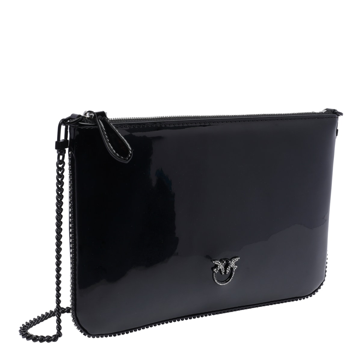 Shop Pinko Classic Love Simply Flat Bag In Nero Limousine Block Color