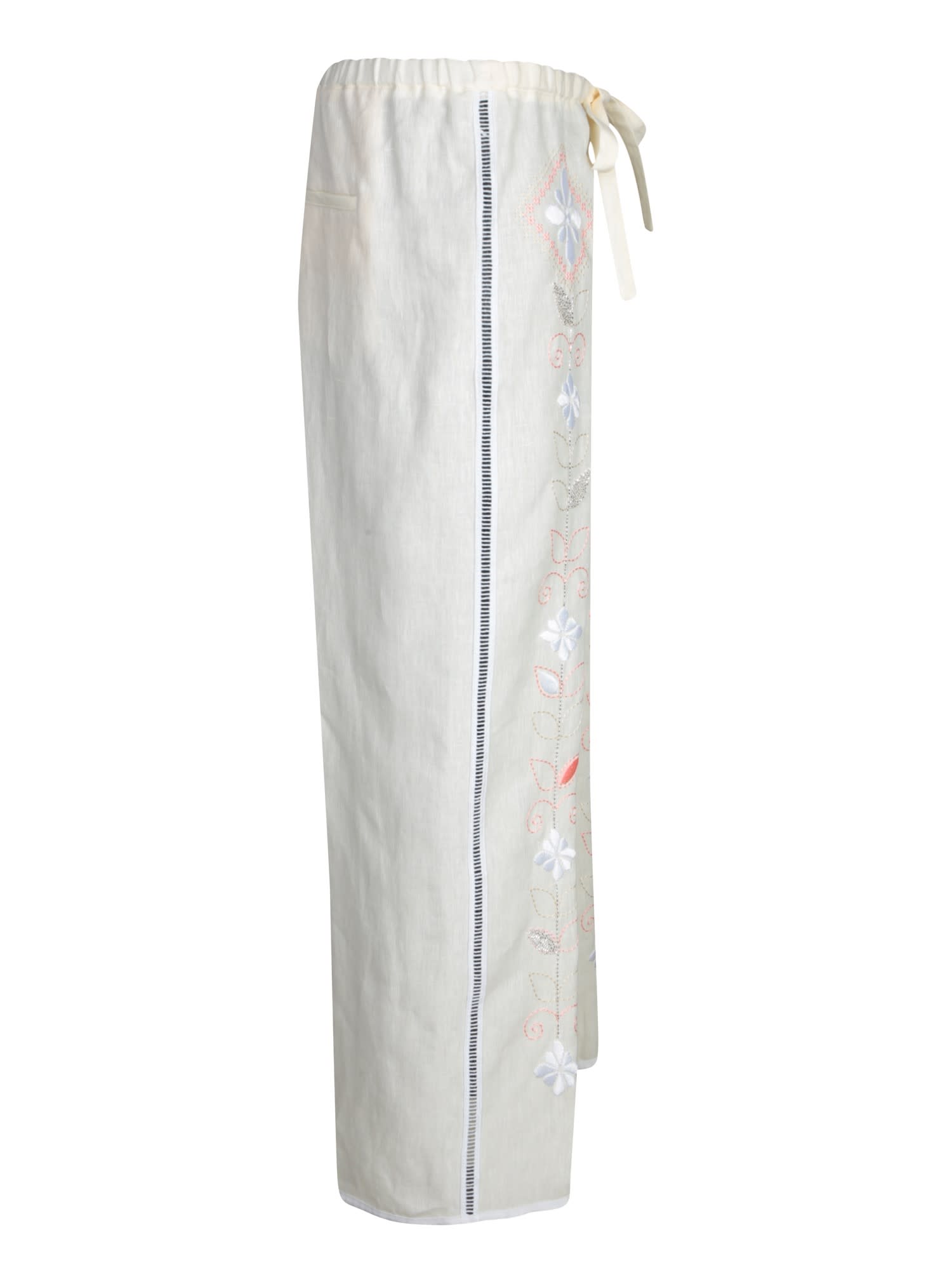 Forte Forte Oniric Blossom White Linen Trousers In White