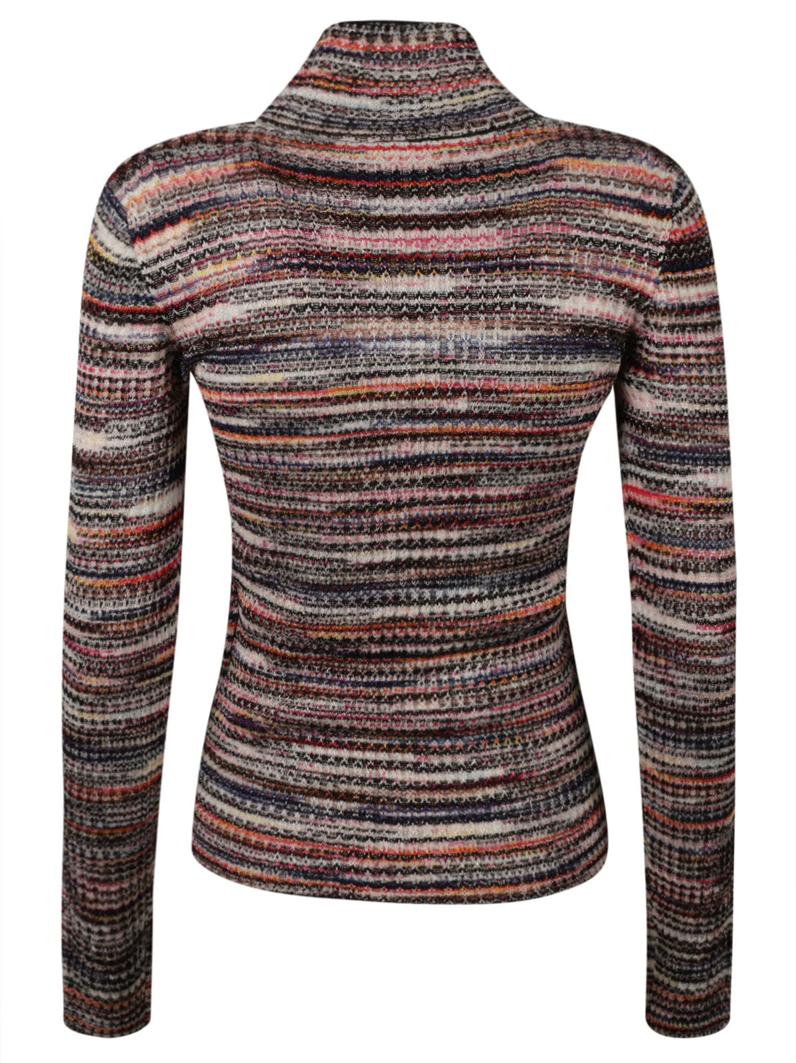 Shop Missoni Roll-neck Slim Fit Patterned Sweater In Multicolor