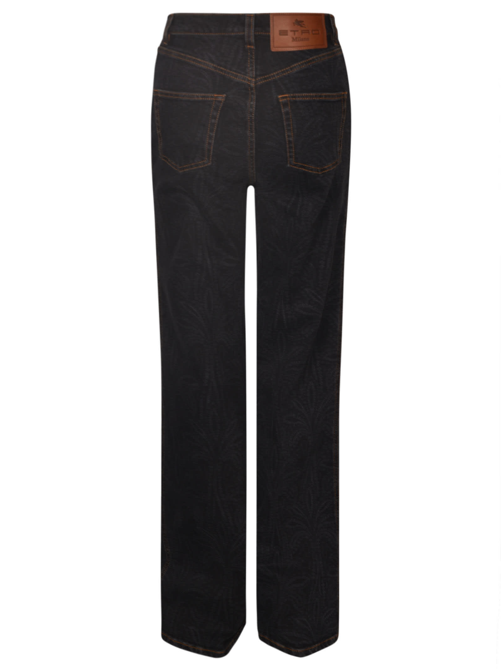 Shop Etro Straight Leg 5 Buttons Jeans In Anthracite