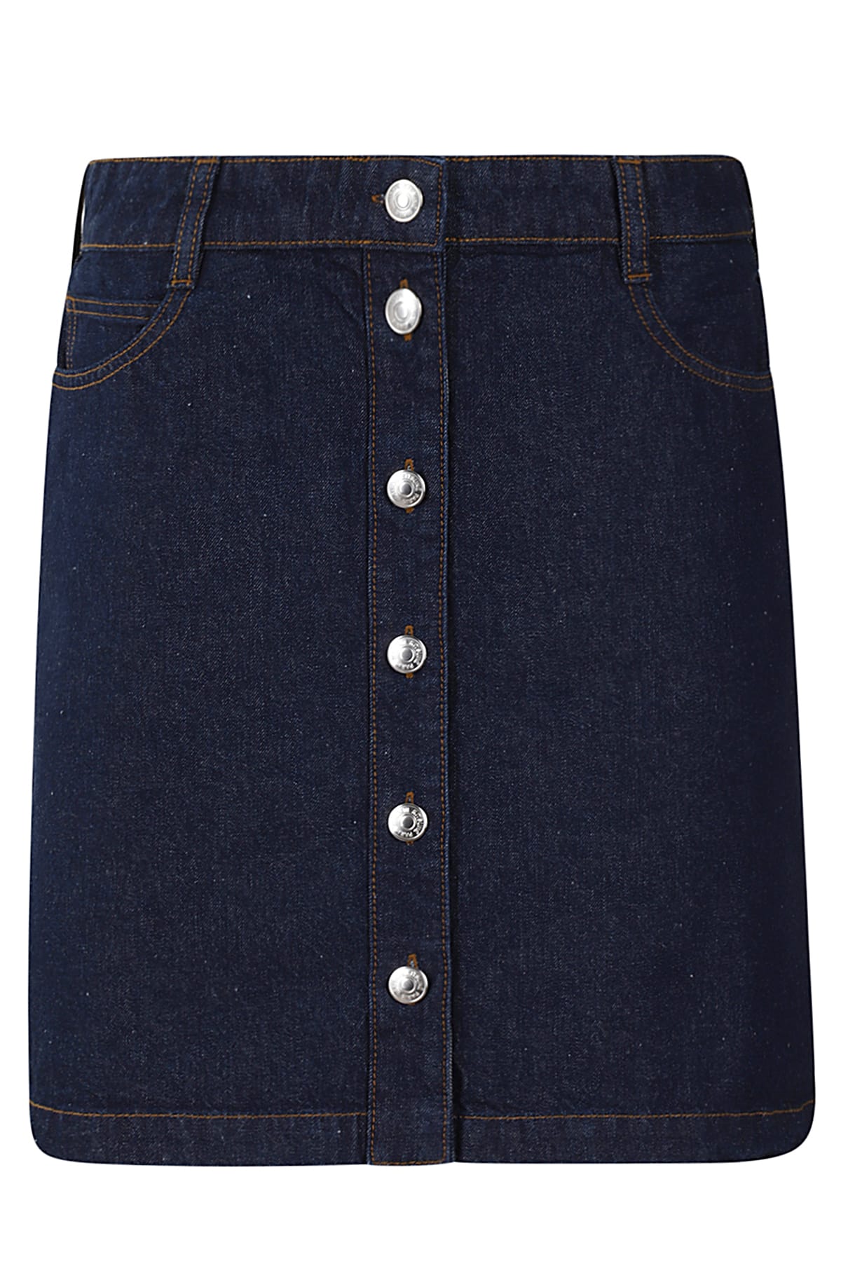 Shop Maison Kitsuné Buttoned Denim Mini Skirt In Indigo