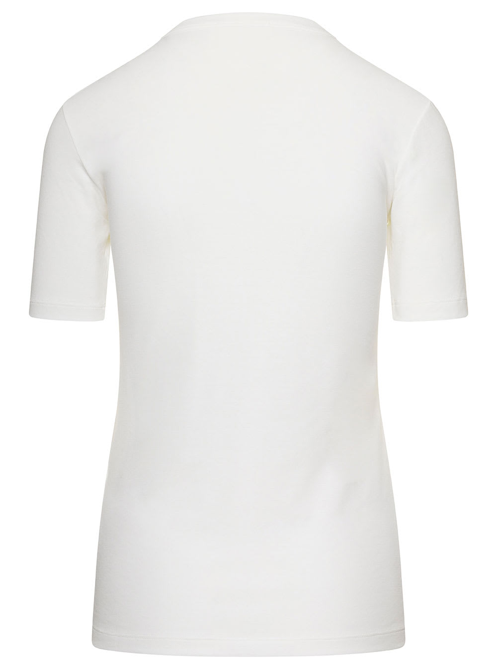 Shop Jil Sander White Crewneck T-shirt With Contrasting Logo Print In Cotton Woman