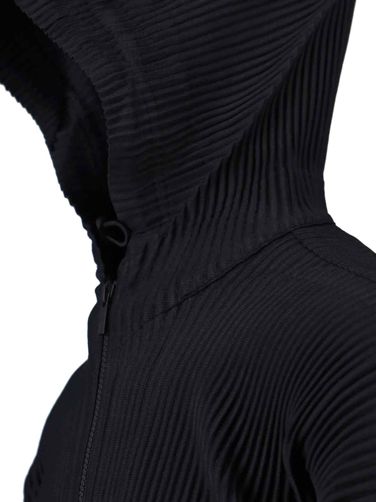 Issey Miyake Homme Plisse  Mens Monthly Colours April Pleated Zip-up Hoodie In Black