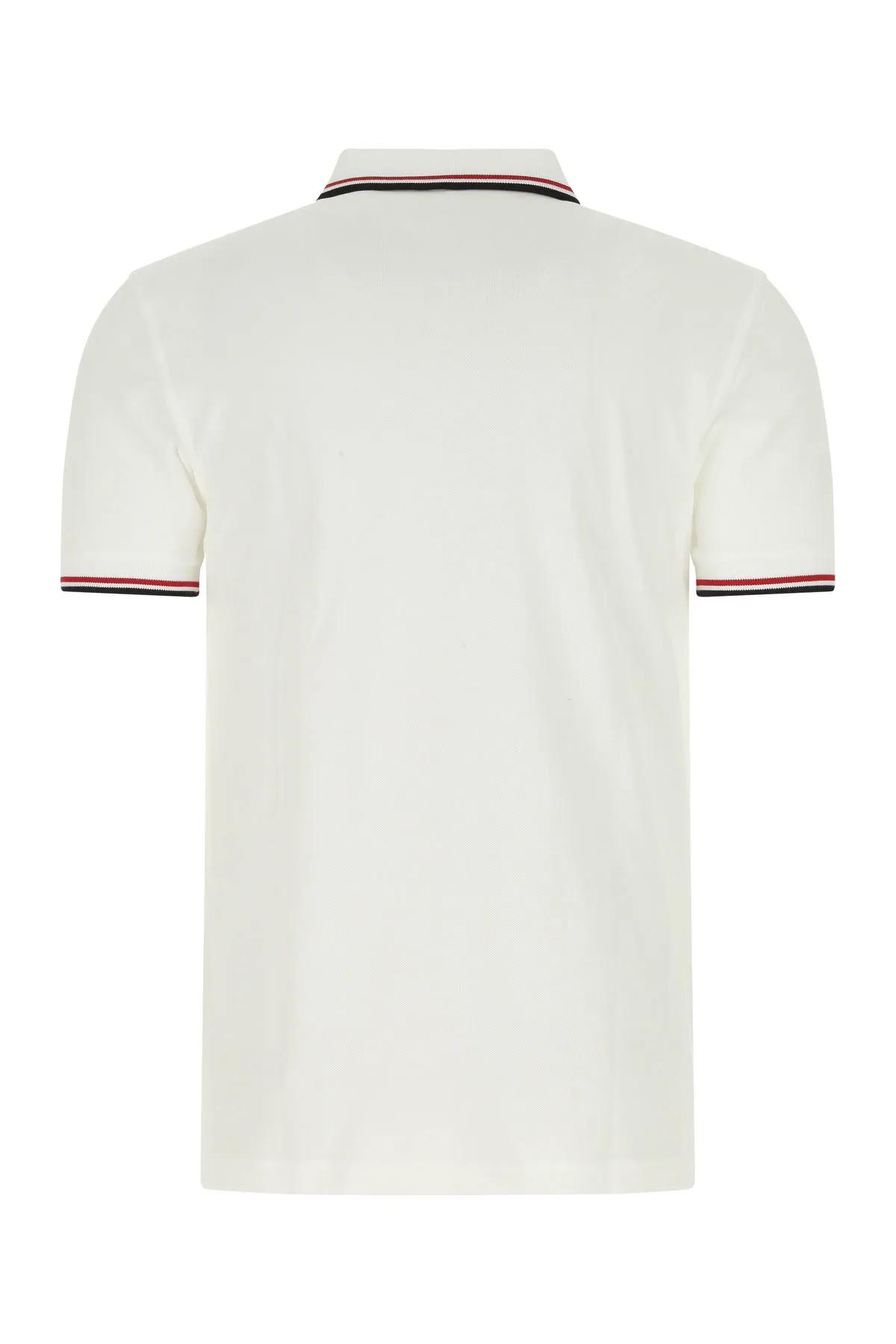 Shop Fred Perry White Piquet Polo Shirt In Wht/brt Red/nvy