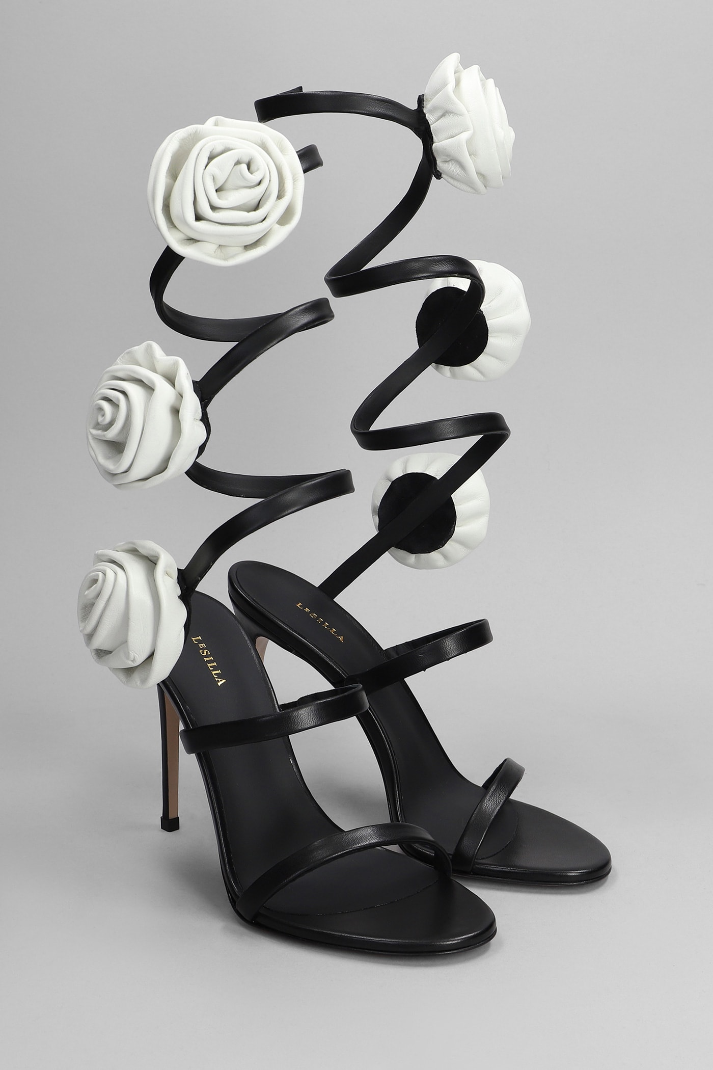 Shop Le Silla Rose Sandals In Black Leather