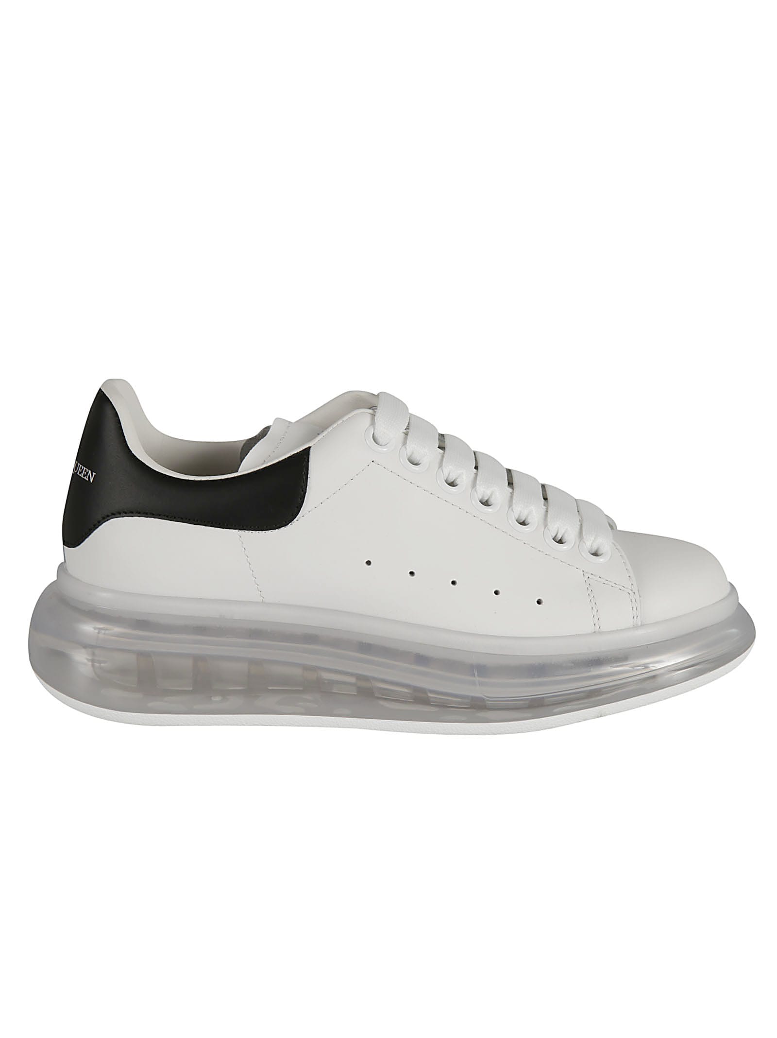 ALEXANDER MCQUEEN PERFORATED LOGO SNEAKERS,611698WHX98 9061 WHITE BLACK