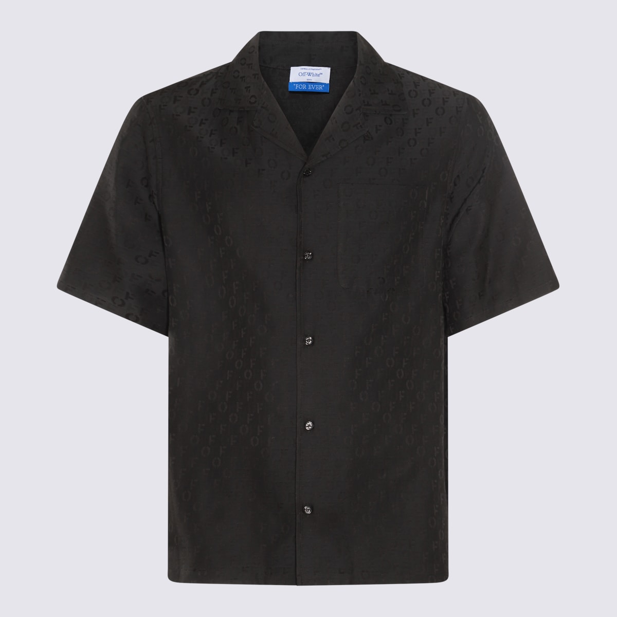 OFF-WHITE BLACK COTTON AND SILK BLEND SHIRT