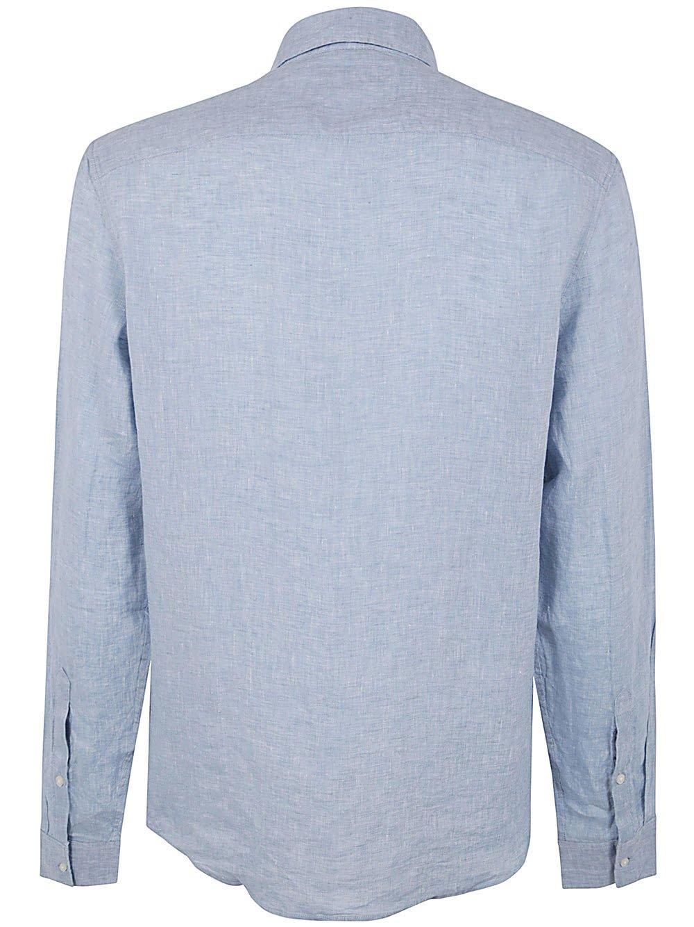 Shop Michael Kors Slub-texture Curved Hem Shirt In Clear Blue