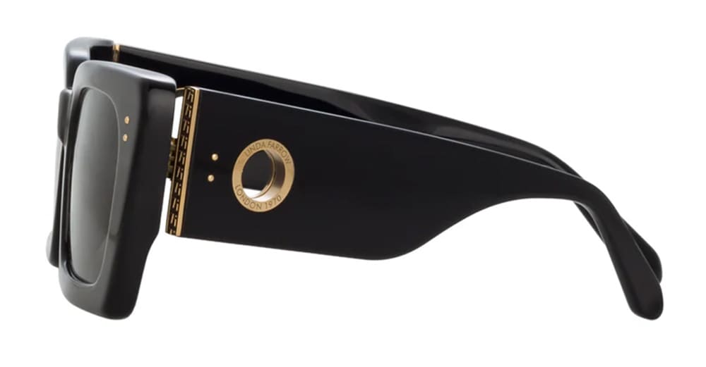 Linda Farrow Nieve - Black / Yellow Gold Sunglasses In Black