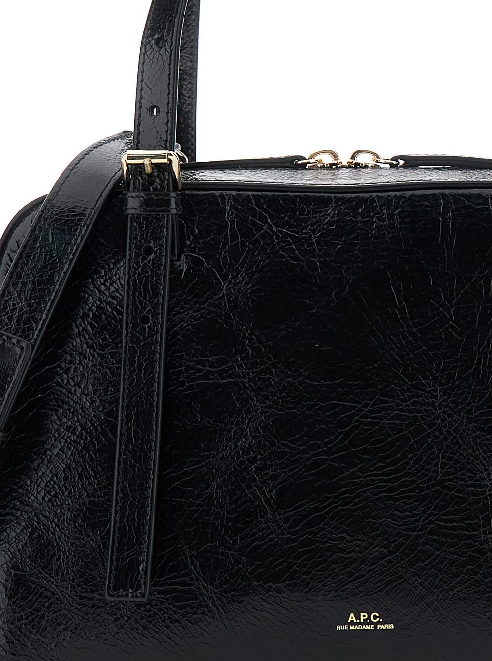 Apc Virginie Black Shoulder Bag With Removable Shoulder Strap And Front Logo In Leather Woman In Black