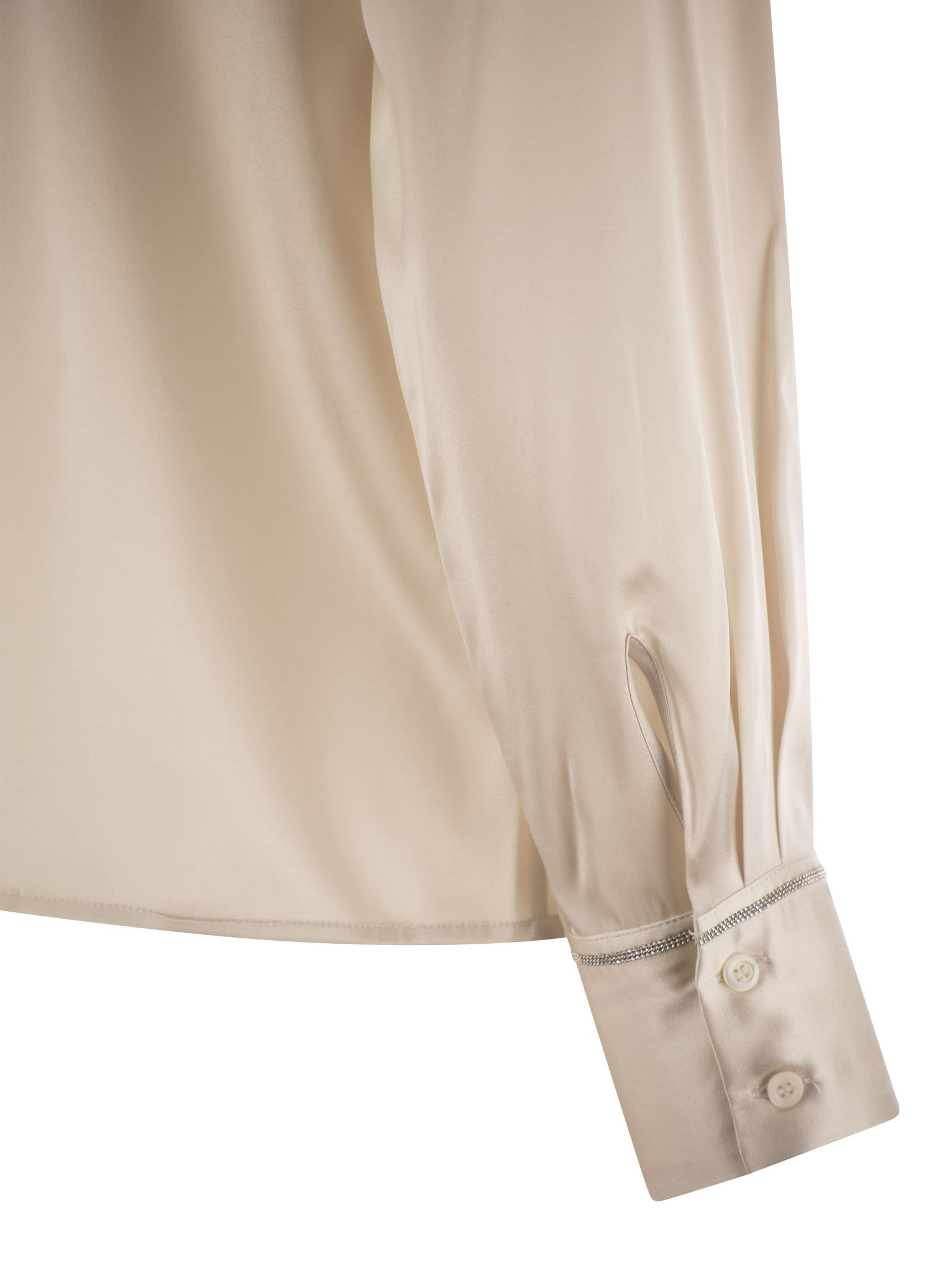 Shop Peserico Silk Crepe Shirt In Pearl