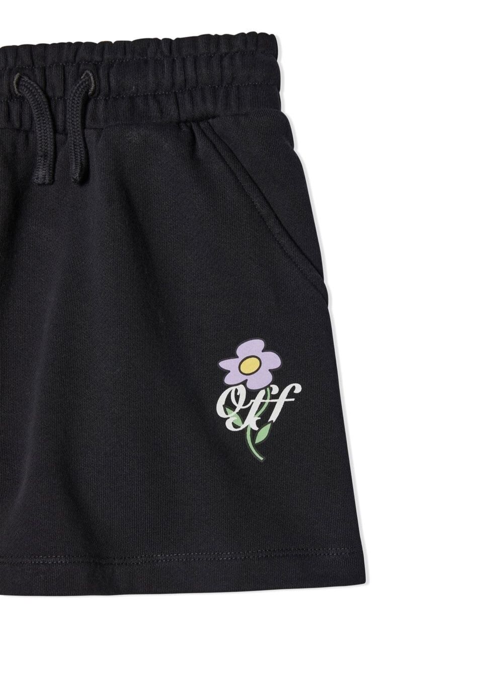 Shop Off-white Black Miniskirt With Elasticated Waistband And Logo In Cotton Girl
