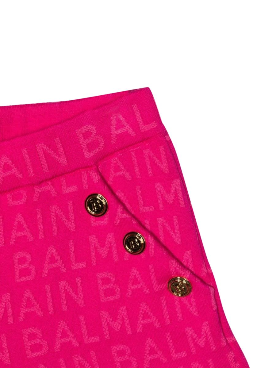 Shop Balmain Bermuda Gold Side Buttons In Fuchsia