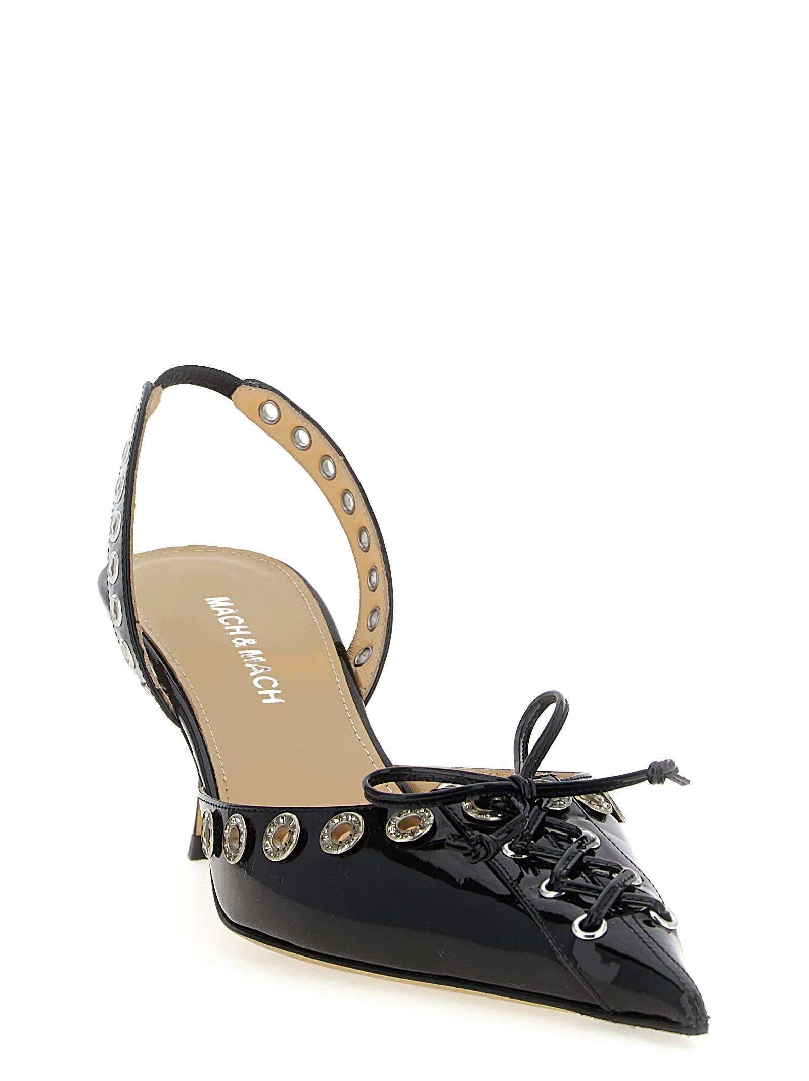 Mach & Mach Crystalized Corset Slingback In Black