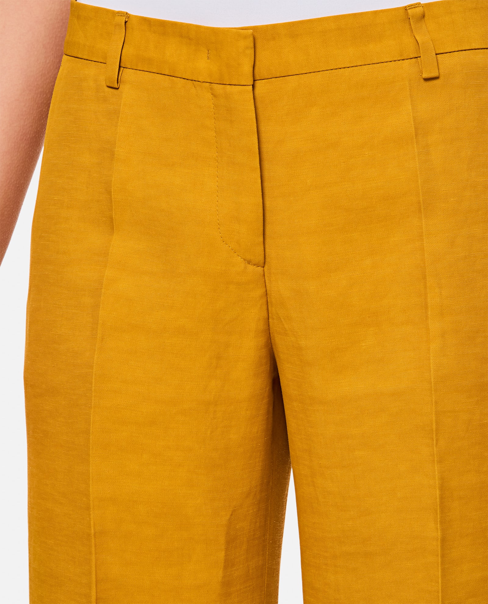 Alberto Biani Wide-leg Soft Pants With Front Closure And Side Pockets In Yellow