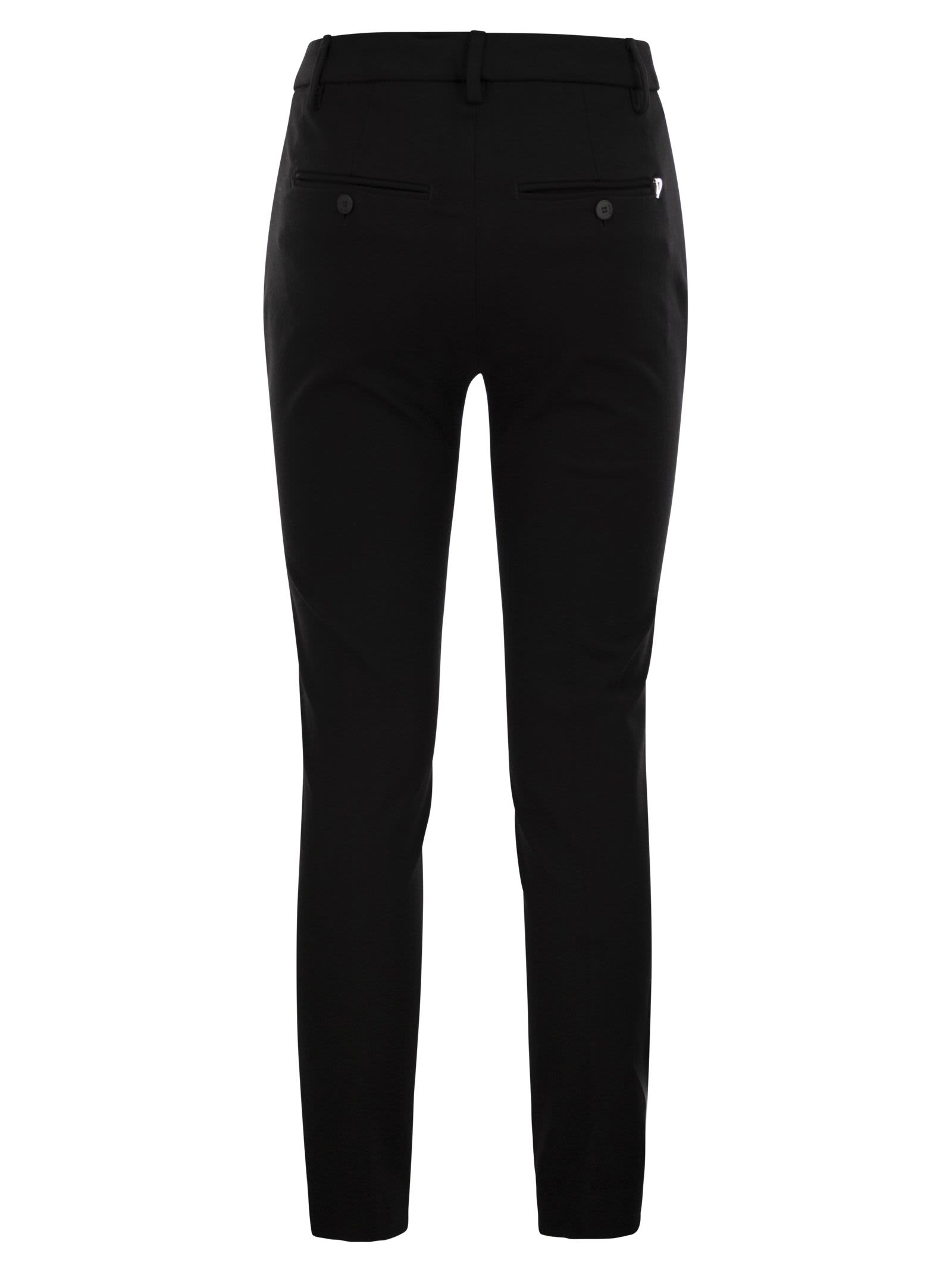 Dondup Single-row Buttoned Tapered Casual Pants In Black