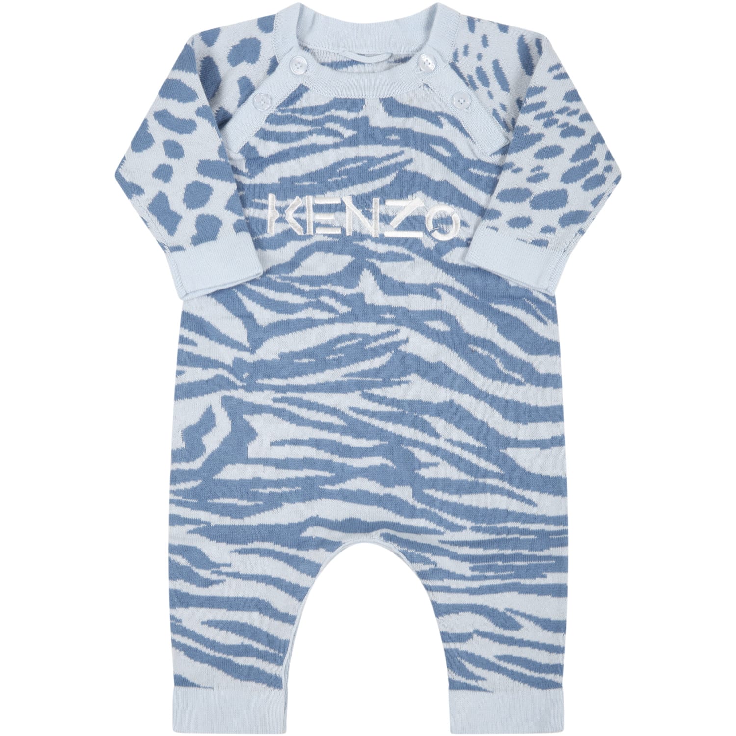 Kenzo Kids Light Blue Babygrow For Baby Boy With Logo